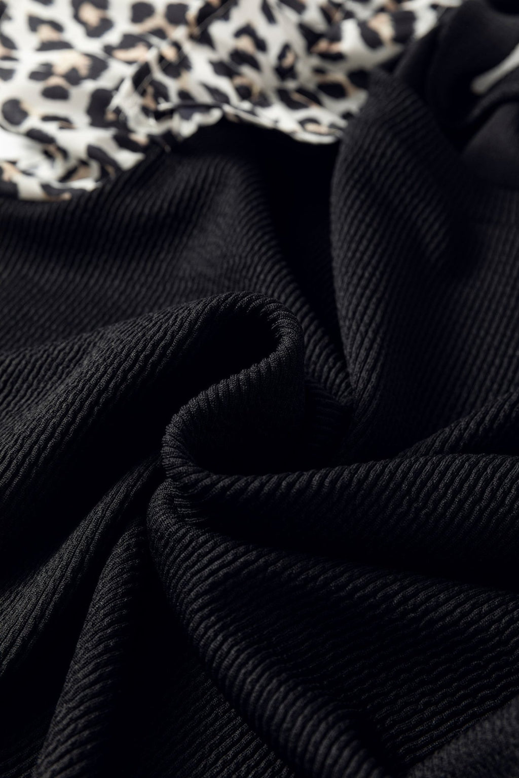 Leopard Contrast Ruffle Short Sleeve Ribbed Top - Rooted & Reckless Co.