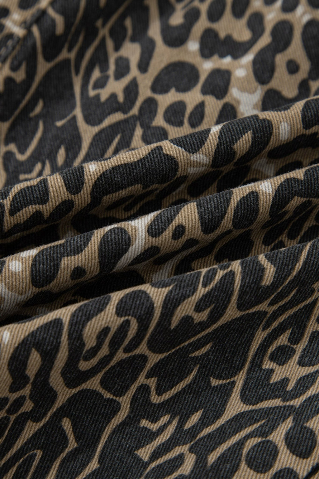 Leopard Contrast Scallop Lace Trim Denim Shorts - Rooted & Reckless Co.