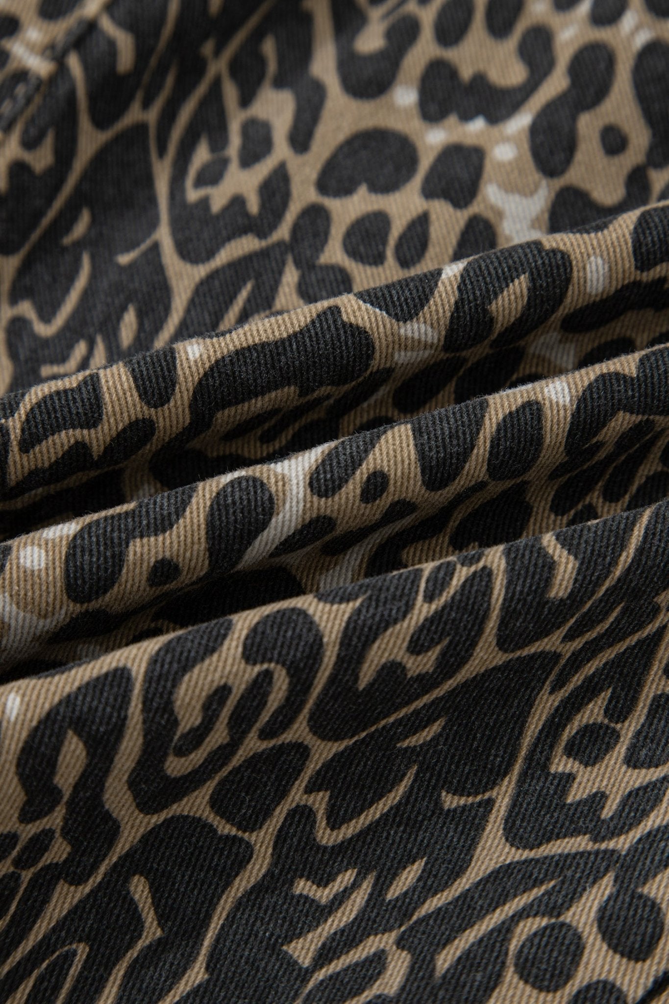 Leopard Contrast Scallop Lace Trim Denim Shorts - Rooted & Reckless Co.