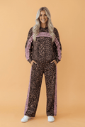 Leopard Contrast Stripe Hoodie & Drawstring Pants Set - Rooted & Reckless Co.
