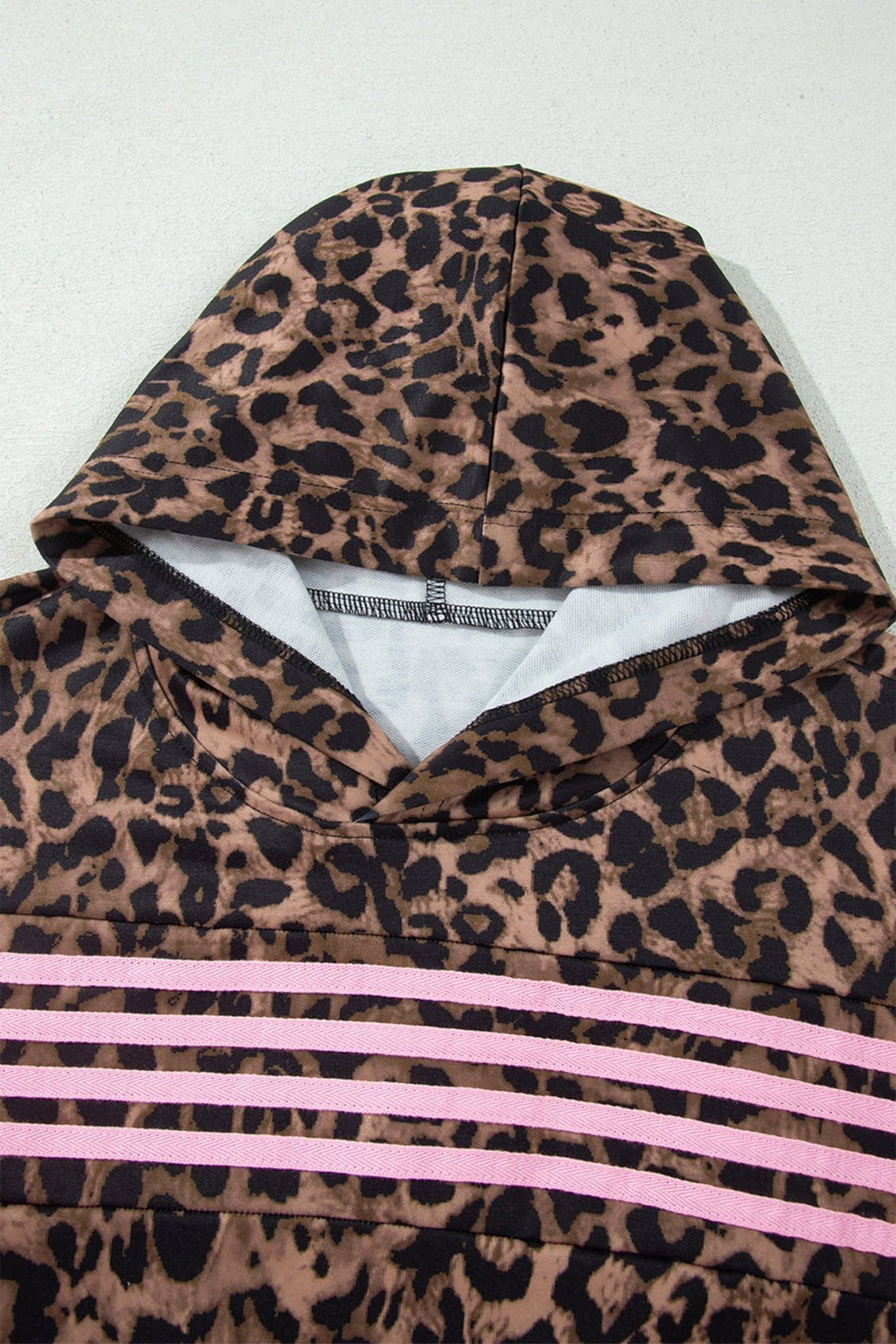 Leopard Contrast Stripe Hoodie & Drawstring Pants Set - Rooted & Reckless Co.