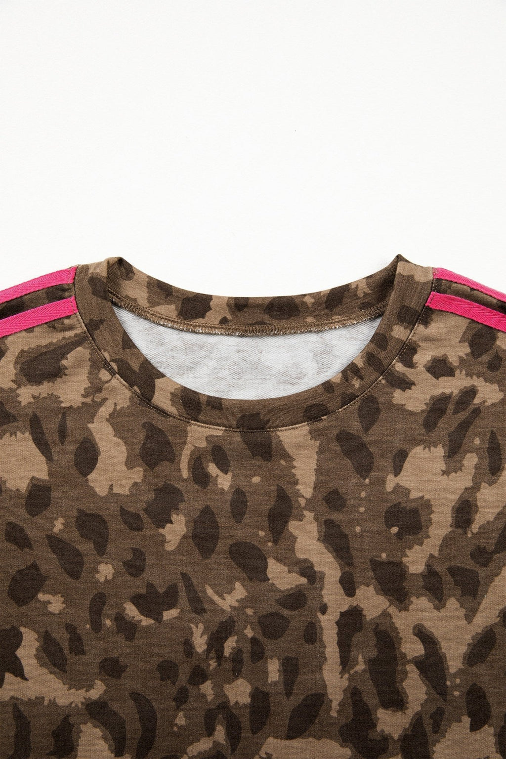 Leopard Contrast Stripe Mini T-Shirt Dress w/ Pockets - Rooted & Reckless Co.