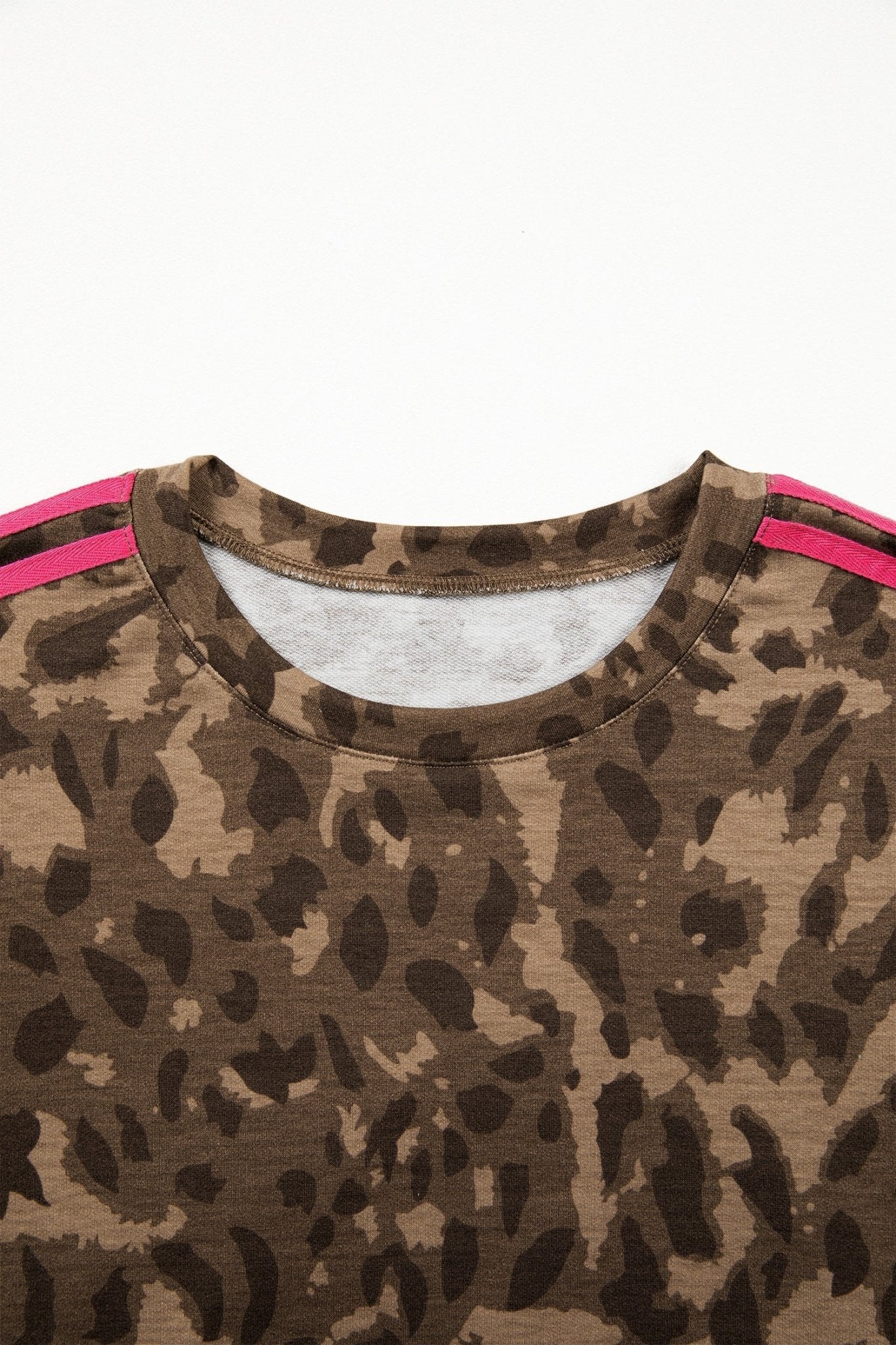 Leopard Contrast Stripe Mini T-Shirt Dress w/ Pockets - Rooted & Reckless Co.
