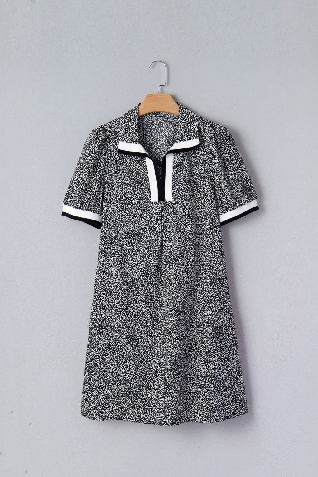 Leopard Contrast Stripe Polo Collar Dress - Rooted & Reckless Co.