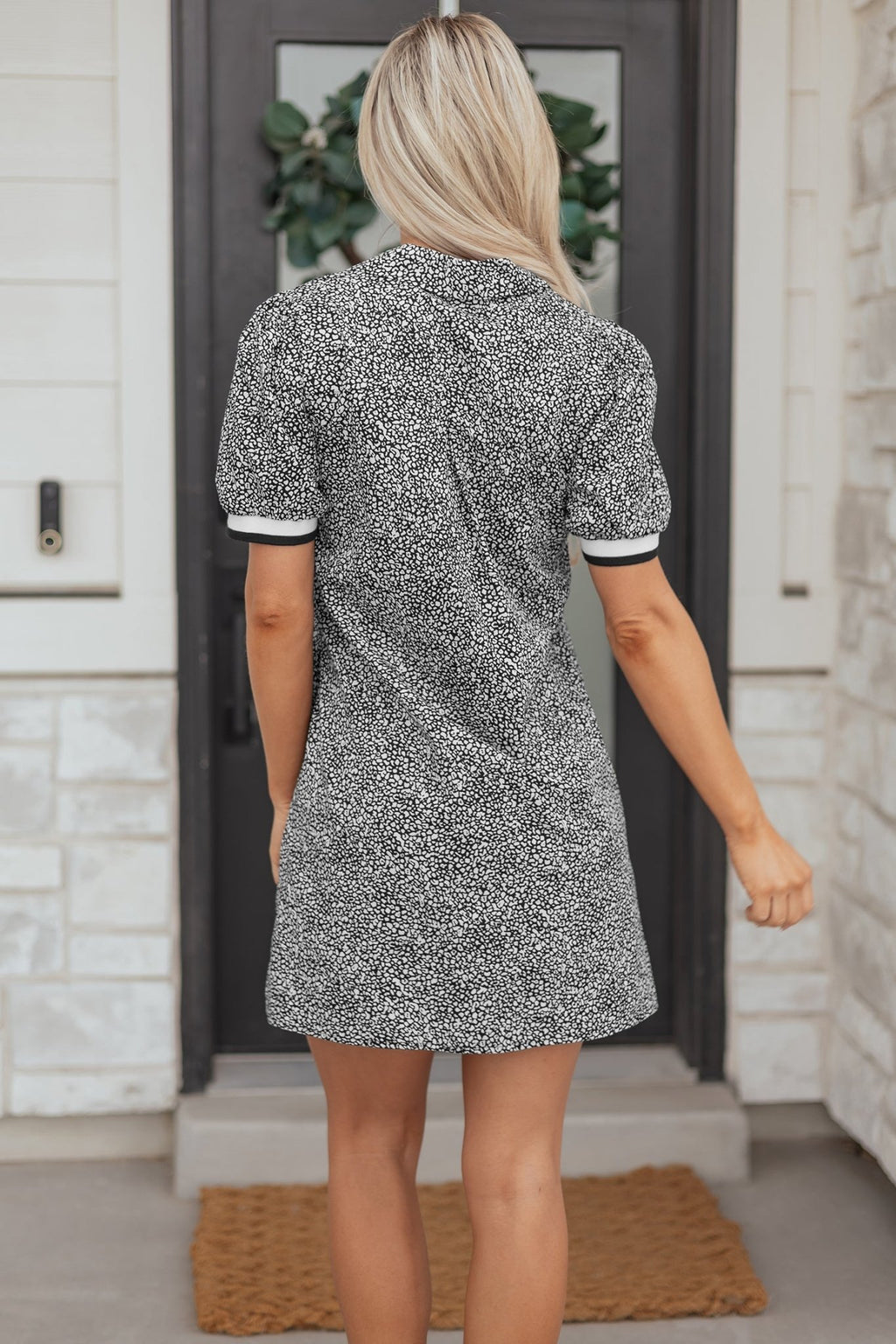 Leopard Contrast Stripe Polo Collar Dress - Rooted & Reckless Co.