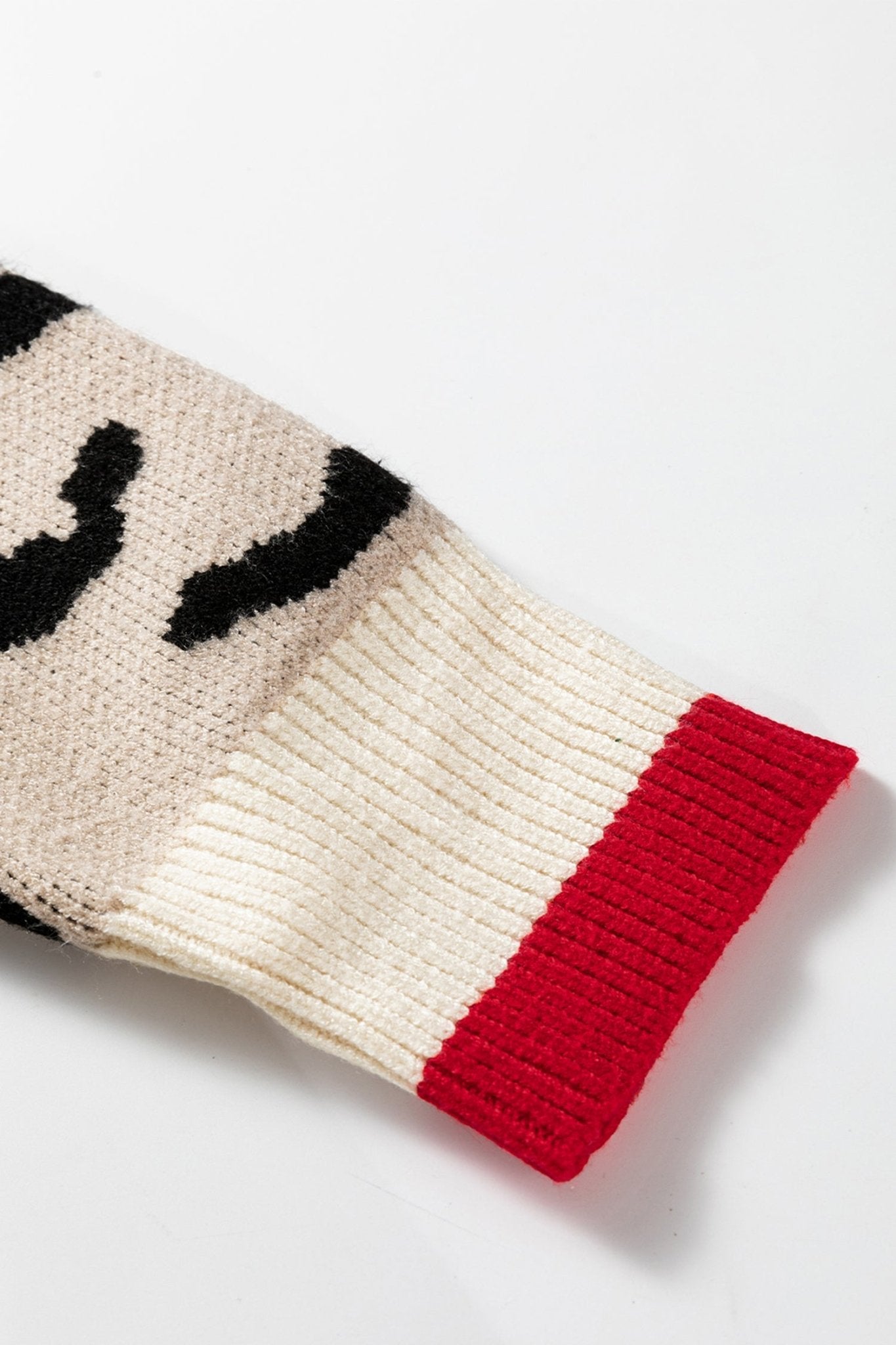 Leopard Contrast Stripe Ribbed Knit V-Neck Sweater - Rooted & Reckless Co.