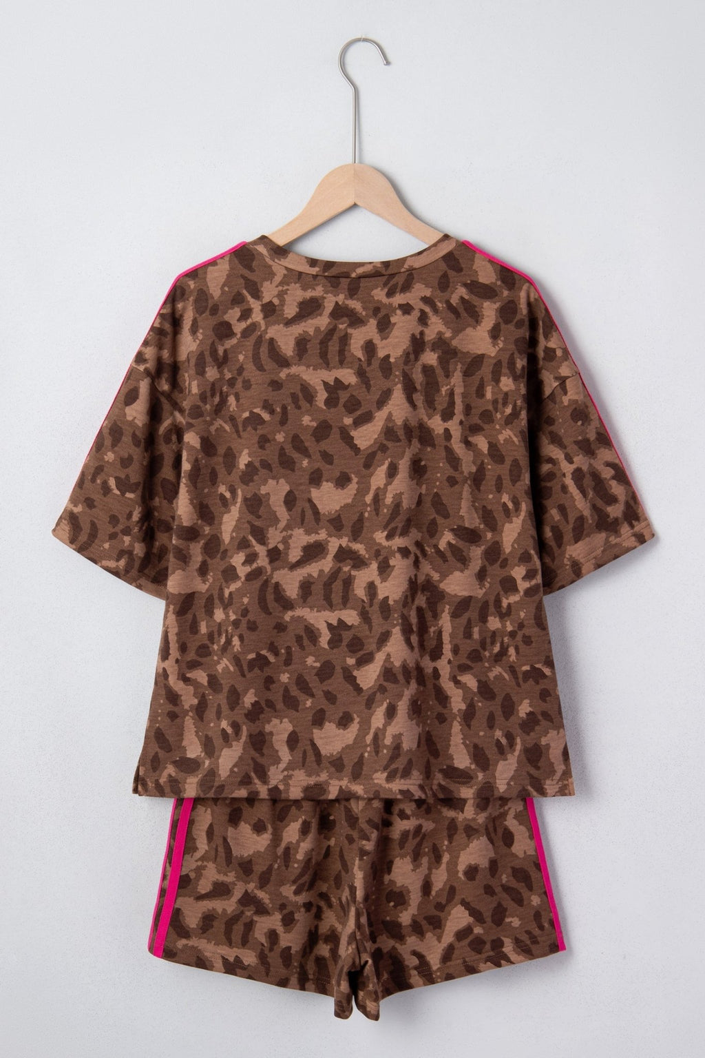 Leopard Contrast Stripe Tee & Shorts Set - Rooted & Reckless Co.