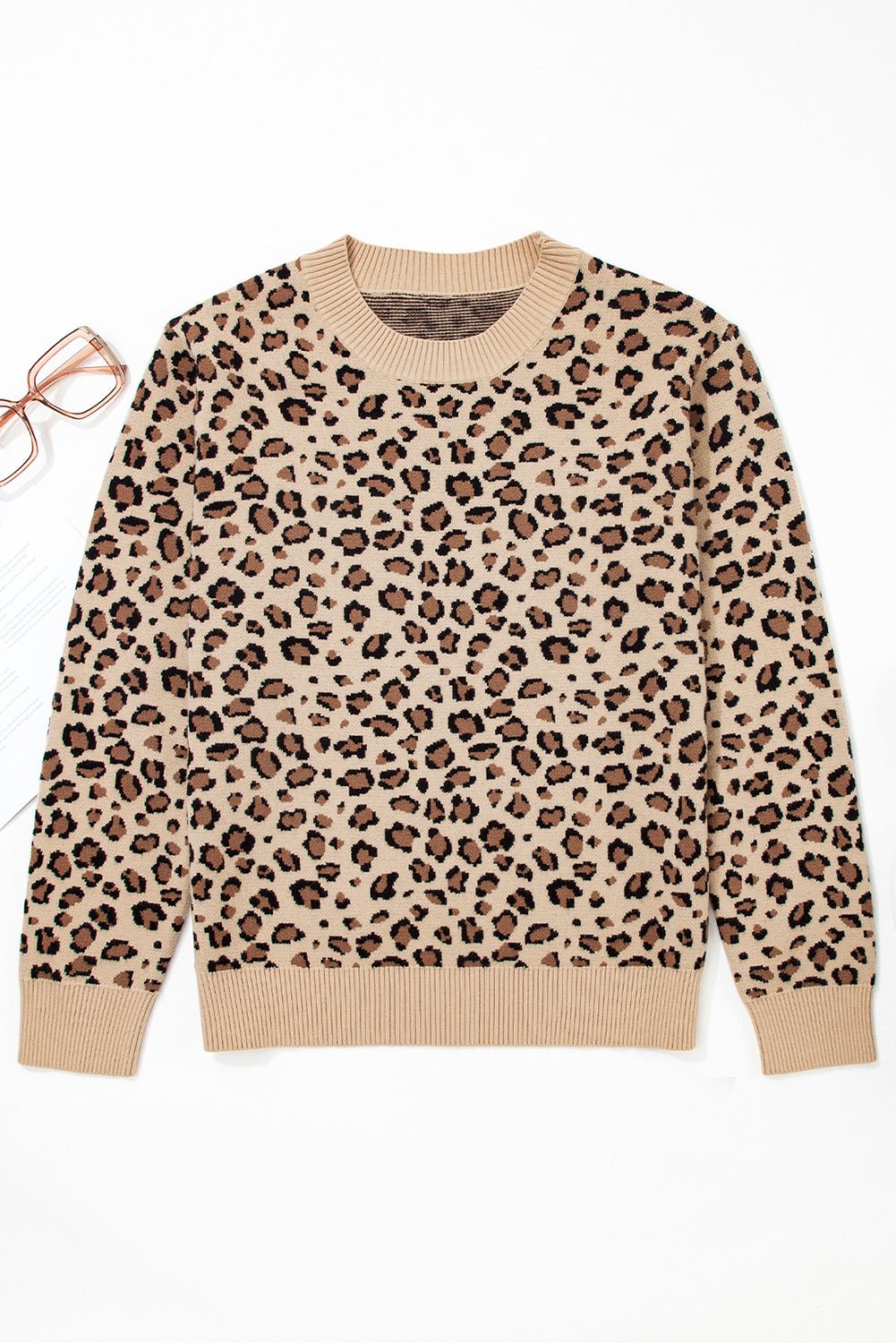 Leopard Contrast Trim Dolman Sleeve Sweater - Rooted & Reckless Co.