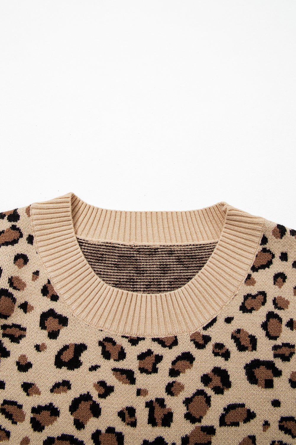 Leopard Contrast Trim Dolman Sleeve Sweater - Rooted & Reckless Co.