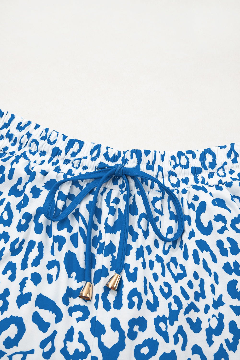 Leopard Contrast Trim Elastic Waist Drawstring Shorts - Rooted & Reckless Co.