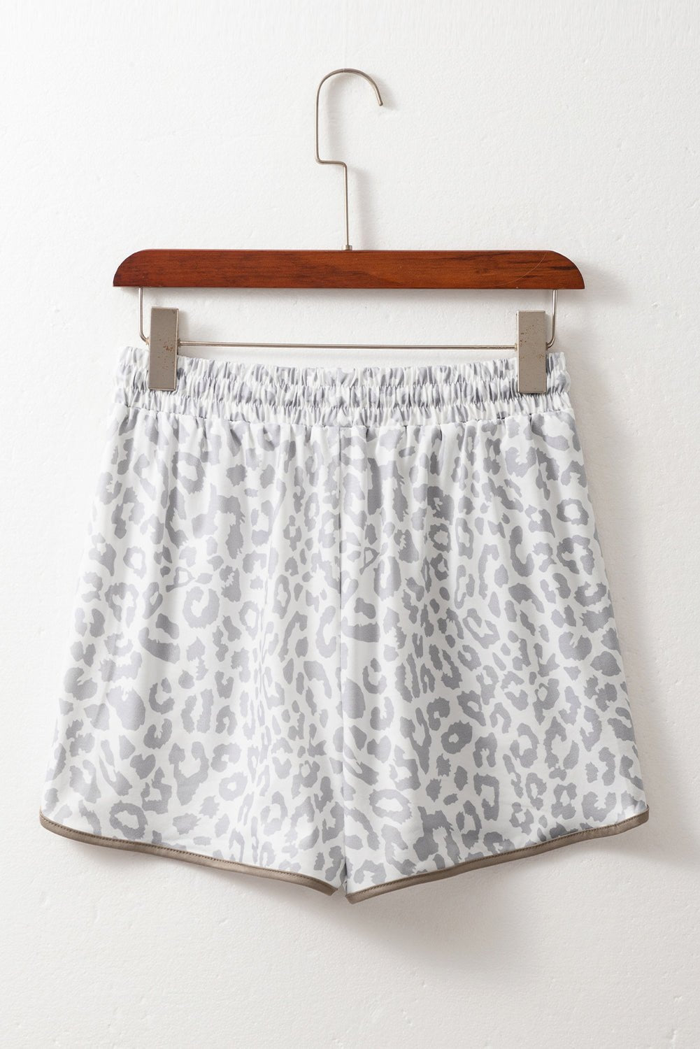 Leopard Contrast Trim Elastic Waist Drawstring Shorts - Rooted & Reckless Co.