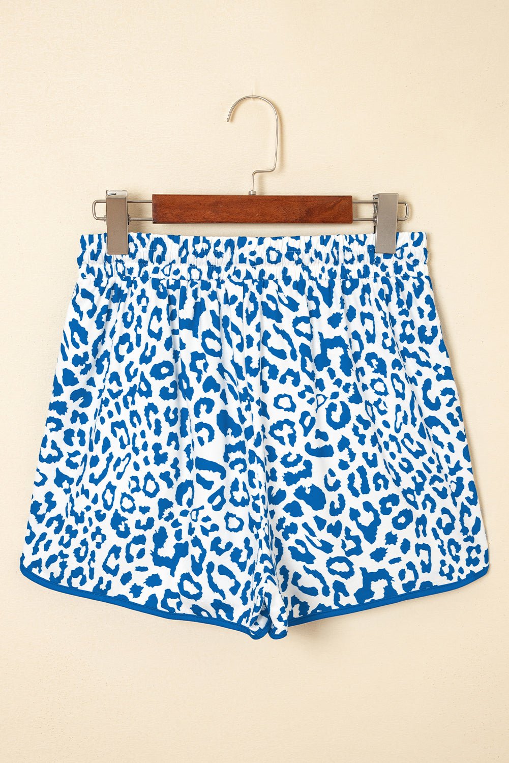 Leopard Contrast Trim Elastic Waist Drawstring Shorts - Rooted & Reckless Co.