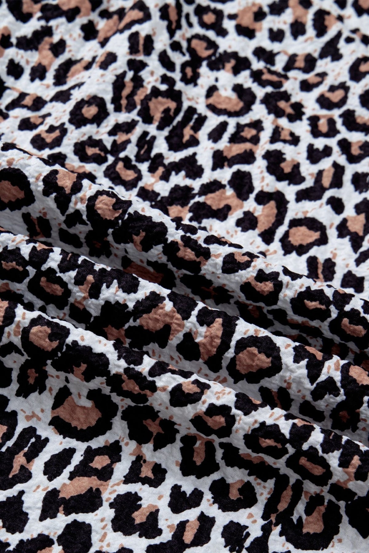 Leopard Contrast Trim Frilled V-Neck Shirt - Rooted & Reckless Co.