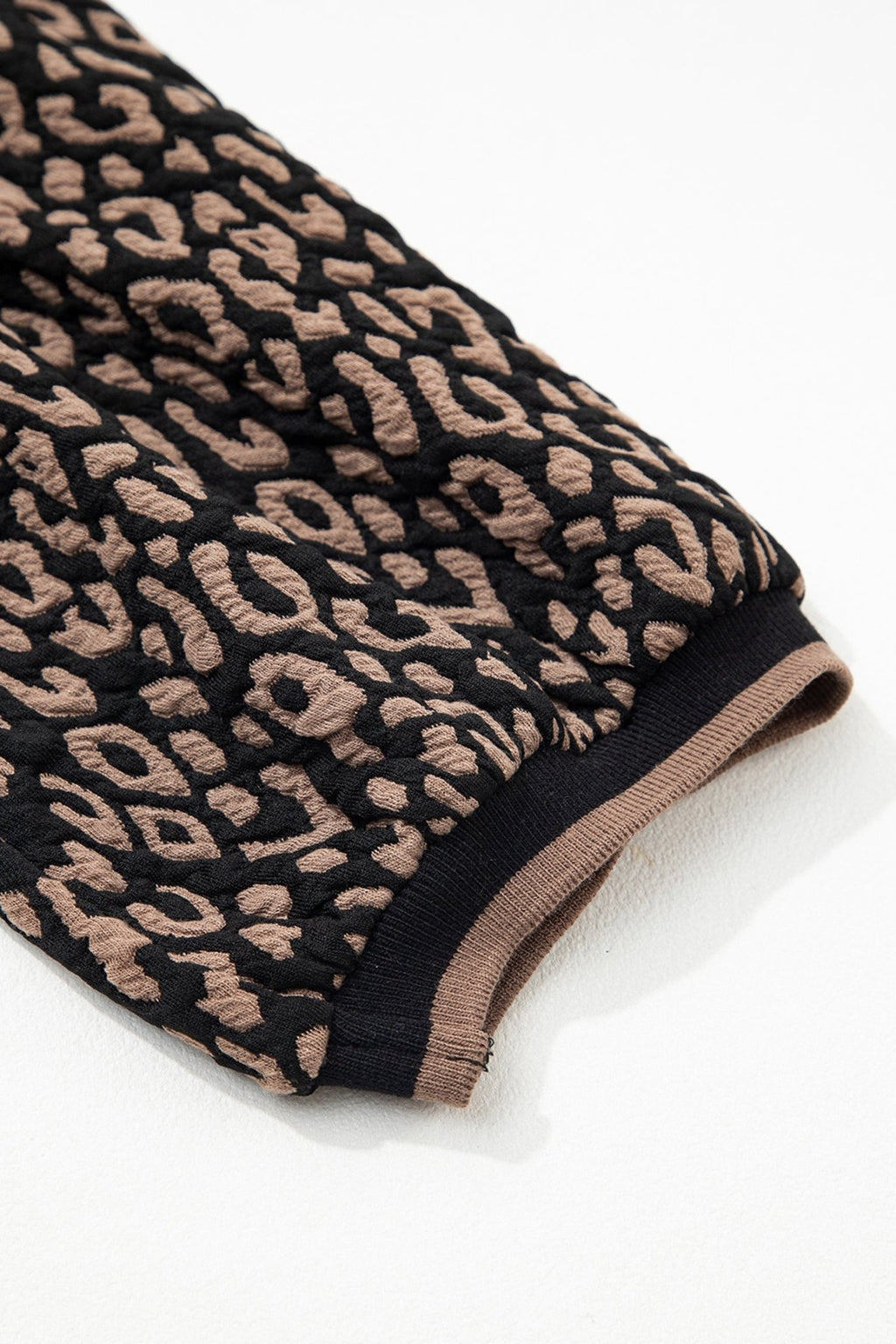 Leopard Contrast Trim Puffy 3/4 Sleeve Top - Rooted & Reckless Co.