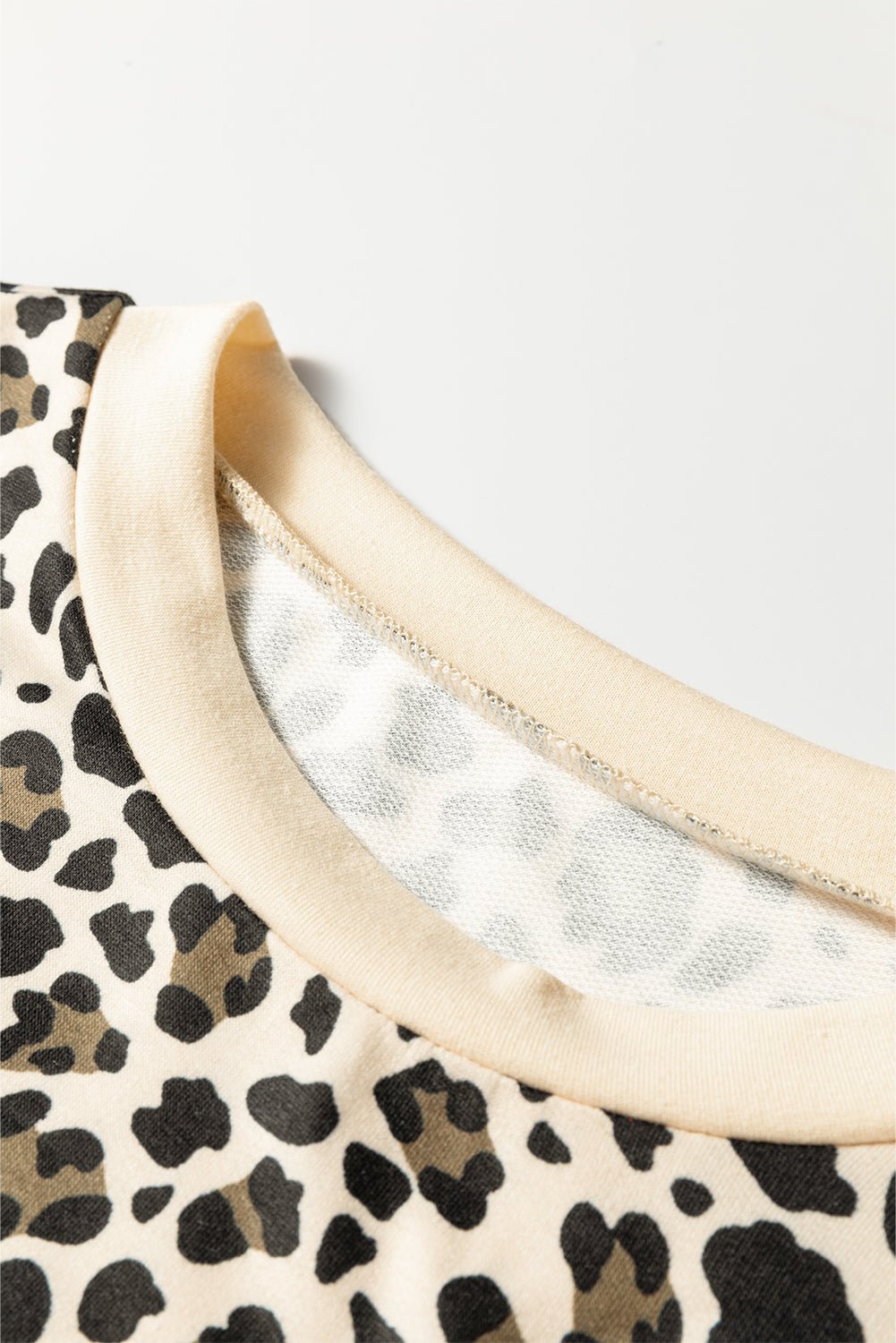 Leopard Contrast Trim Pullover and Drawstring Shorts Set - Rooted & Reckless Co.