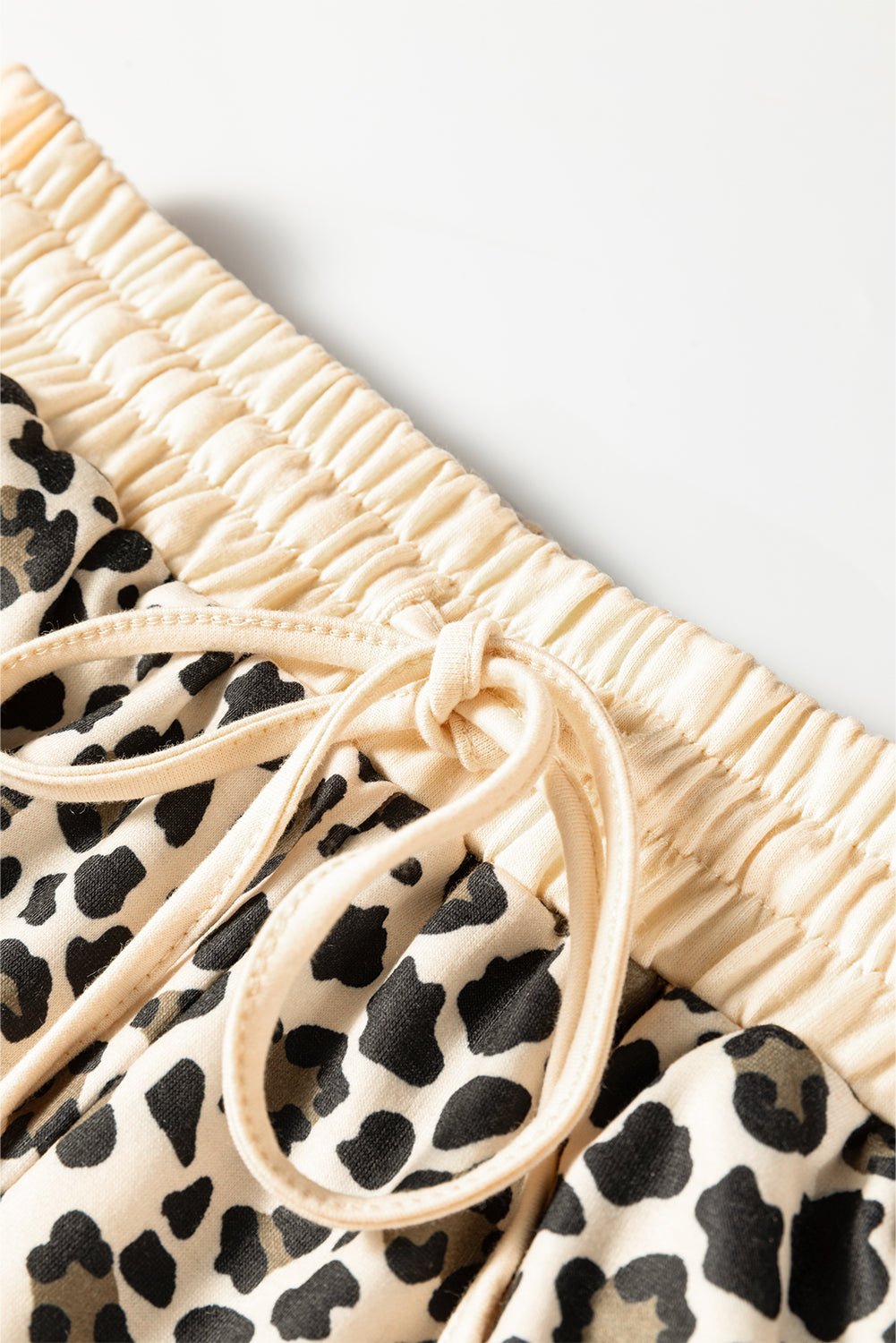 Leopard Contrast Trim Pullover and Drawstring Shorts Set - Rooted & Reckless Co.