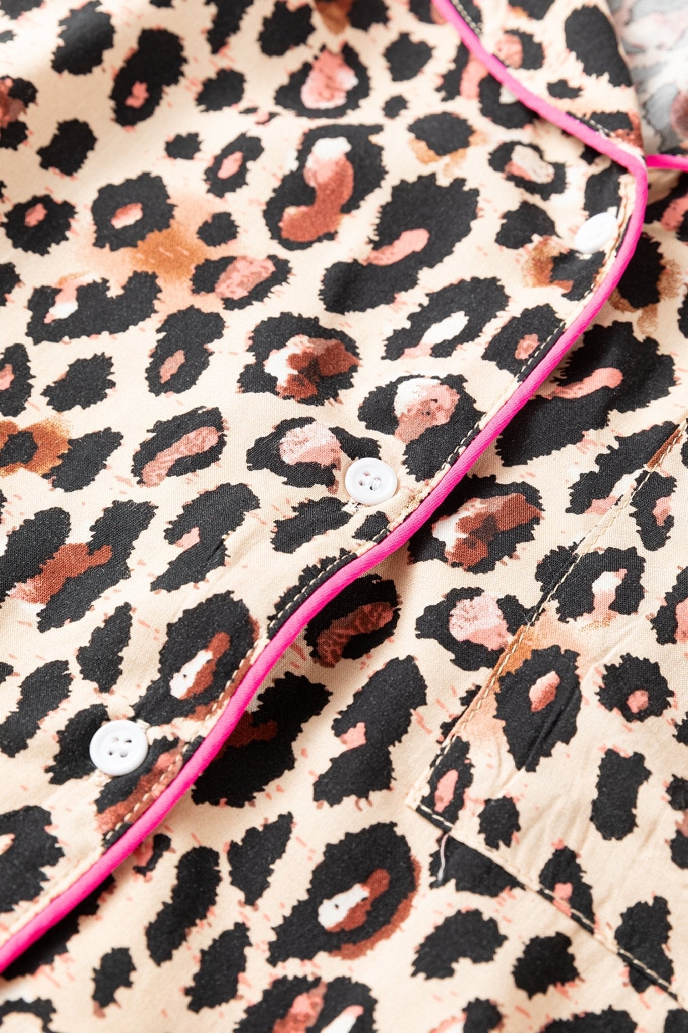 Leopard Contrast Trim Shirt and Ruffle Hem Short Set - Rooted & Reckless Co.