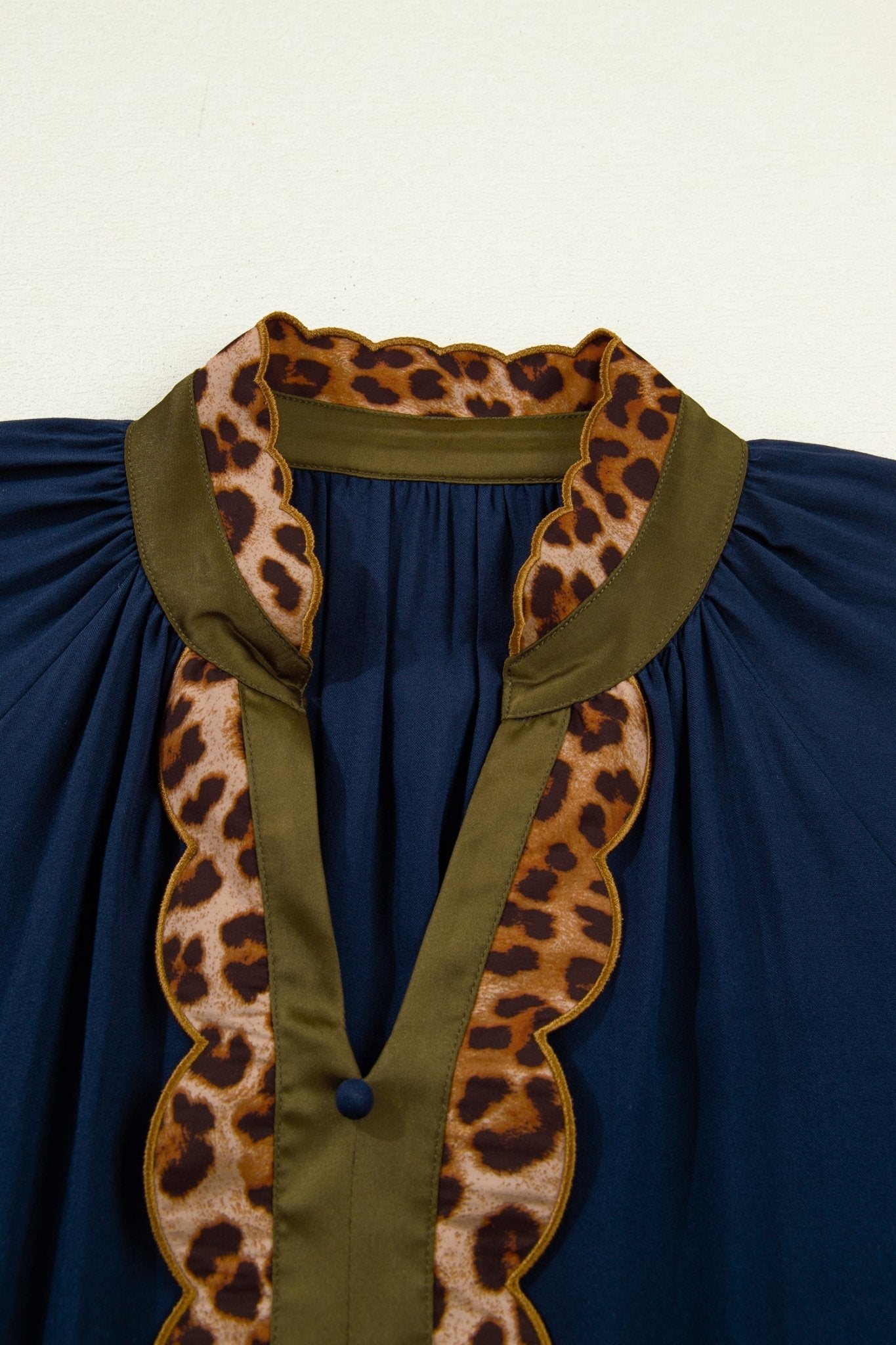 Leopard Contrast Trim Short Sleeve Drop Waist Dress - Rooted & Reckless Co.