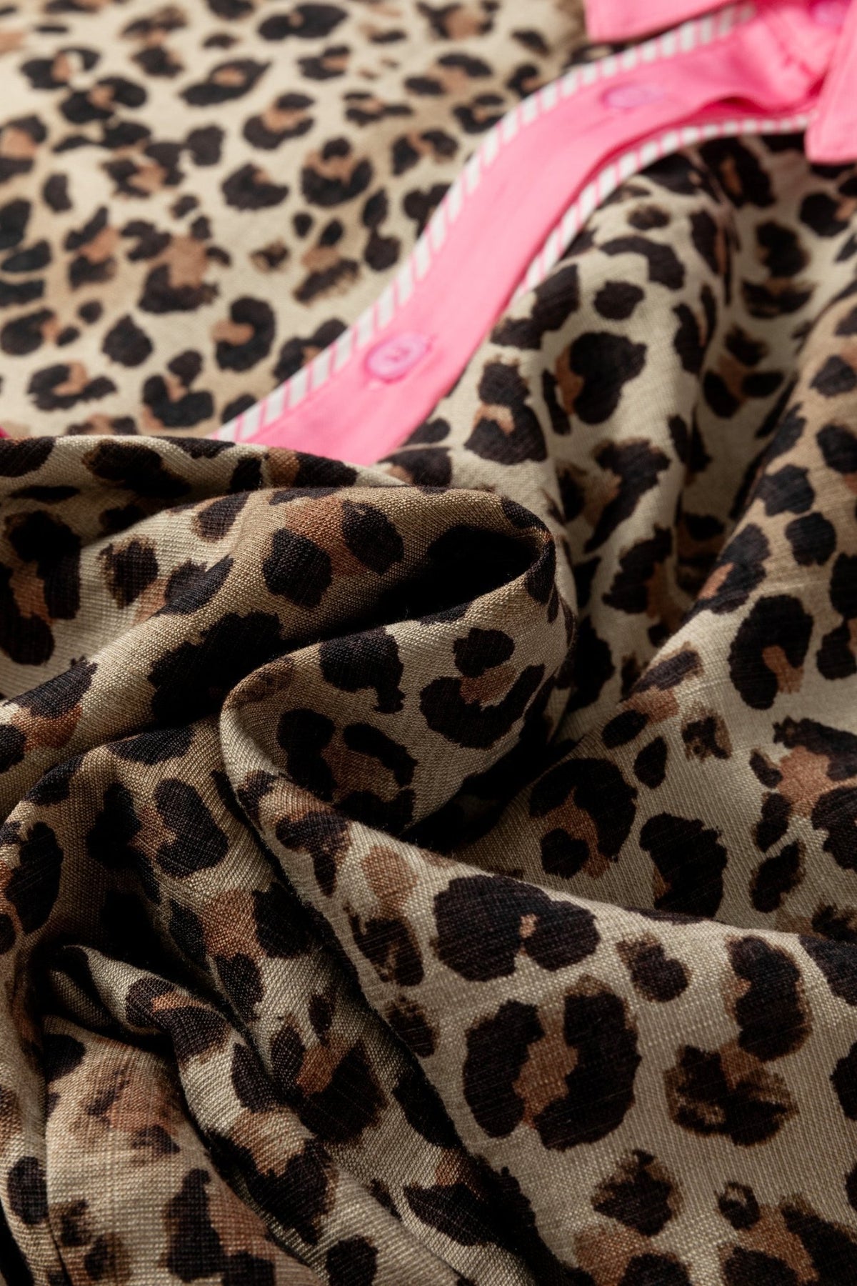 Leopard Contrast Trim Short Sleeve Shirt - Rooted & Reckless Co.