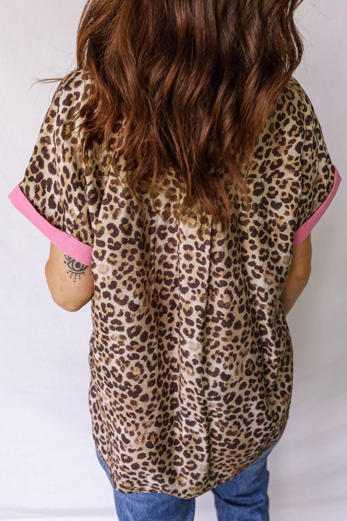 Leopard Contrast Trim Short Sleeve Shirt - Rooted & Reckless Co.