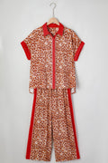 Leopard Contrast Trim Top and Pant Set - Rooted & Reckless Co.