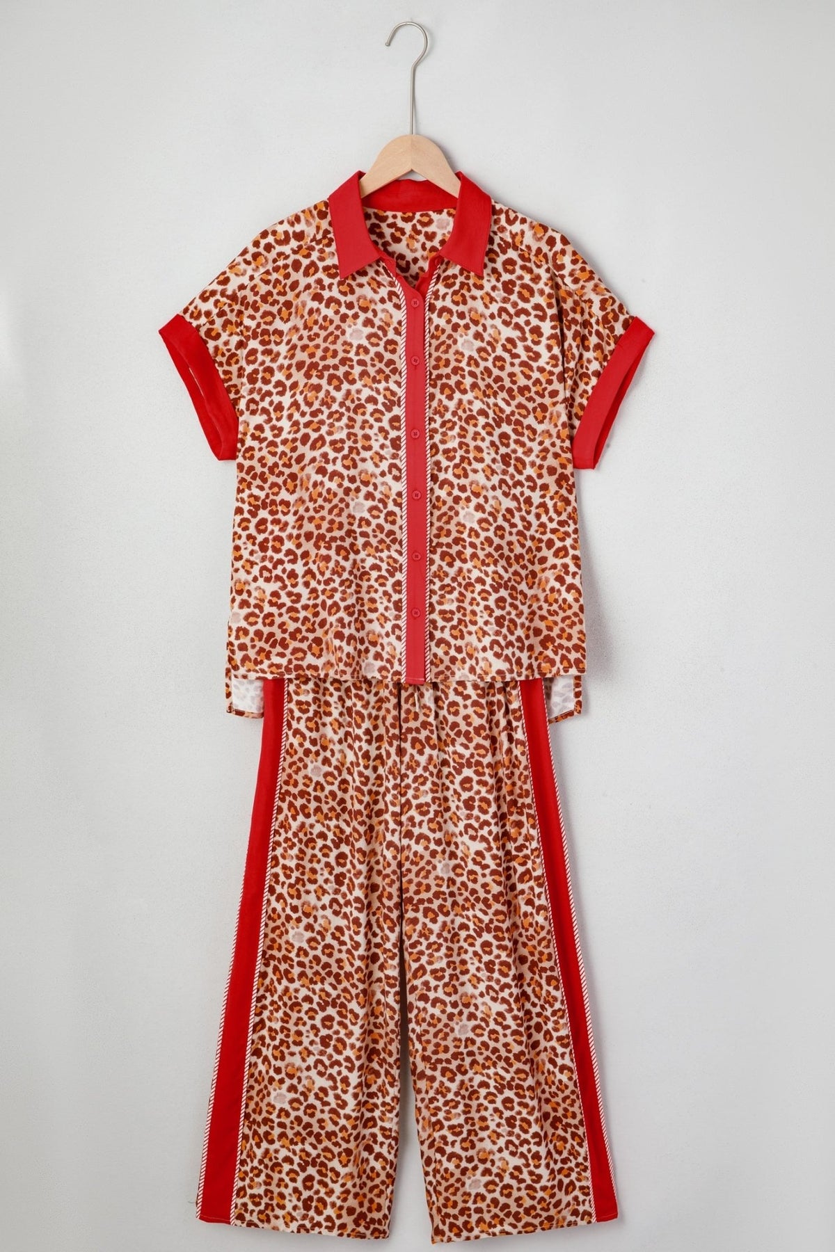 Leopard Contrast Trim Top and Pant Set - Rooted & Reckless Co.