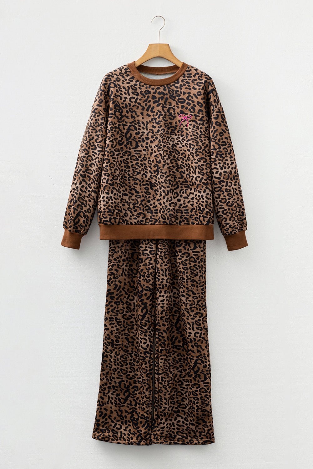 Leopard Contrast Trim Top and Pants Set - Rooted & Reckless Co.