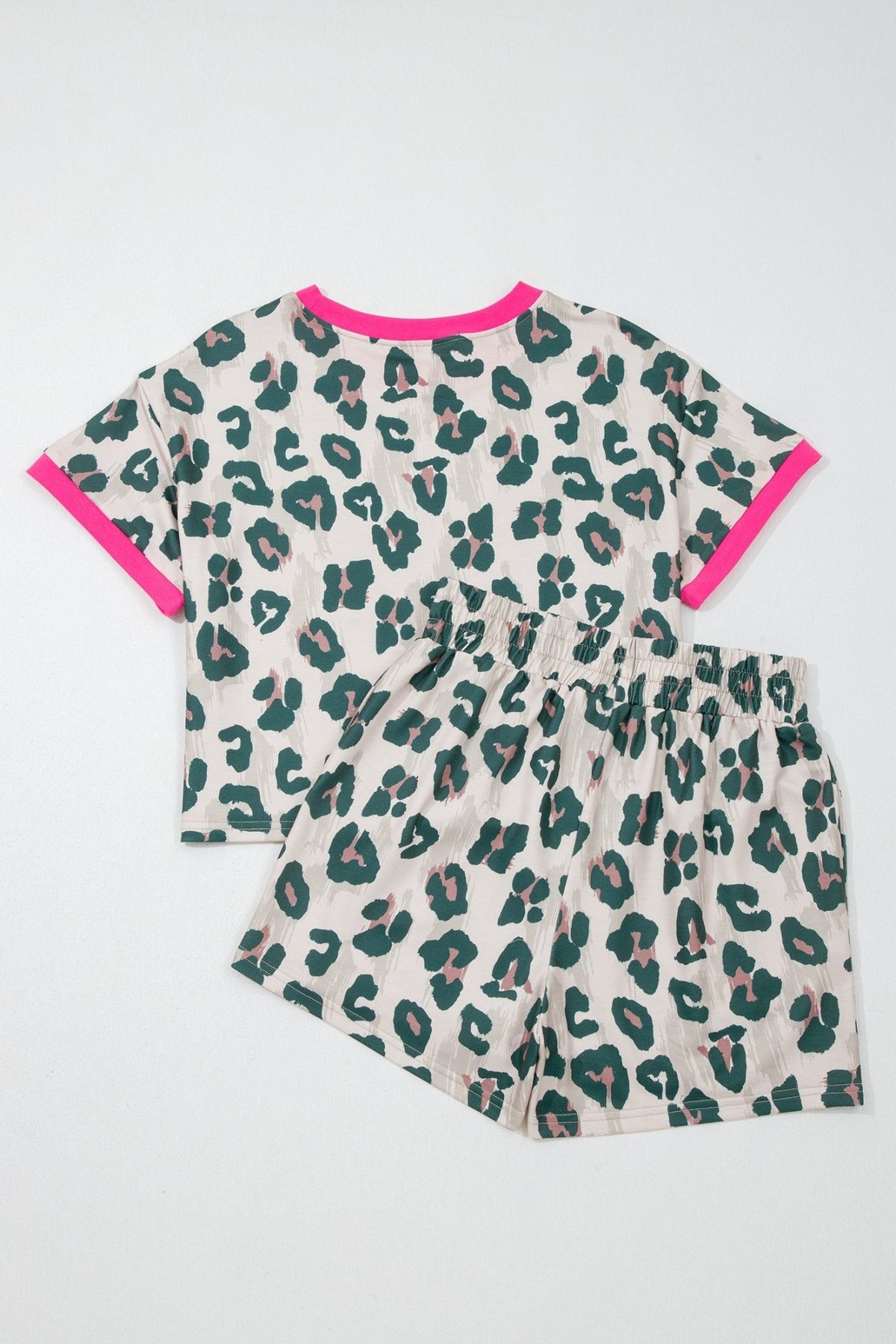 Leopard Contrast Trim Top & High Waist Shorts Set - Rooted & Reckless Co.