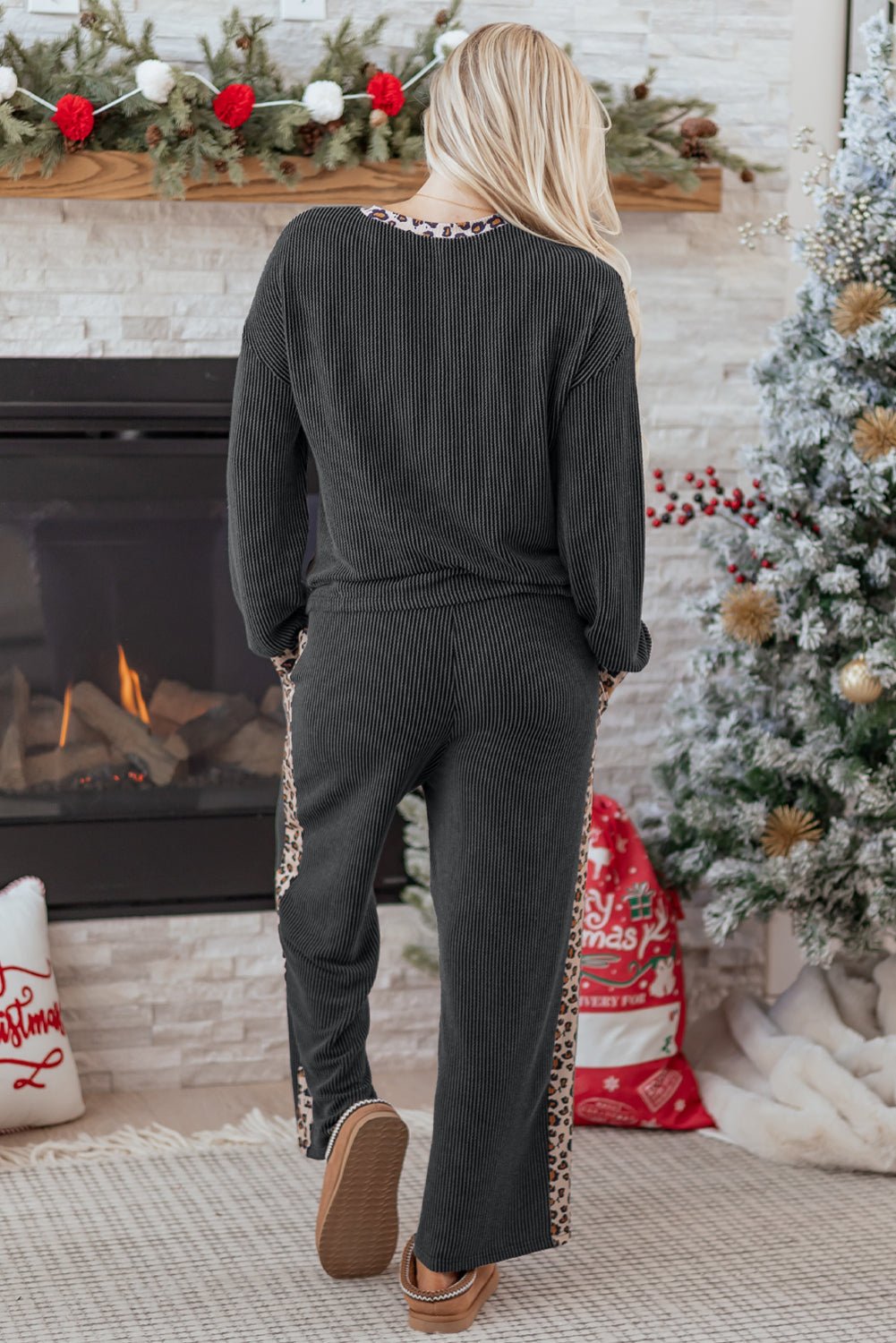 Leopard Corded Knit Top and Pants Set - Rooted & Reckless Co.