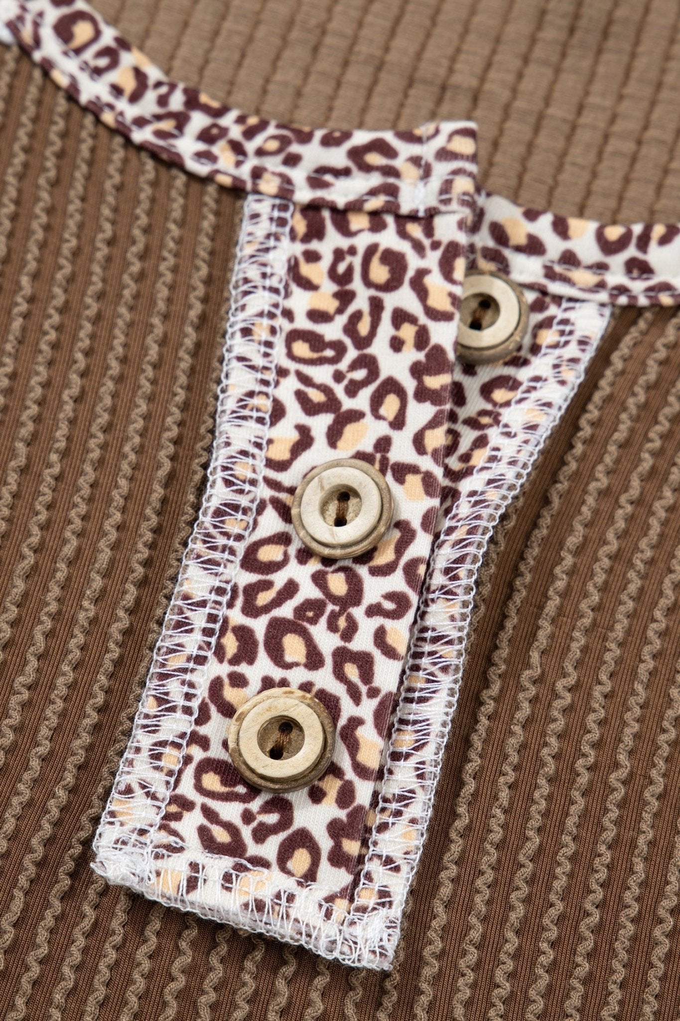 Leopard Corded Lace Patchwork Long Sleeve Top - Rooted & Reckless Co.