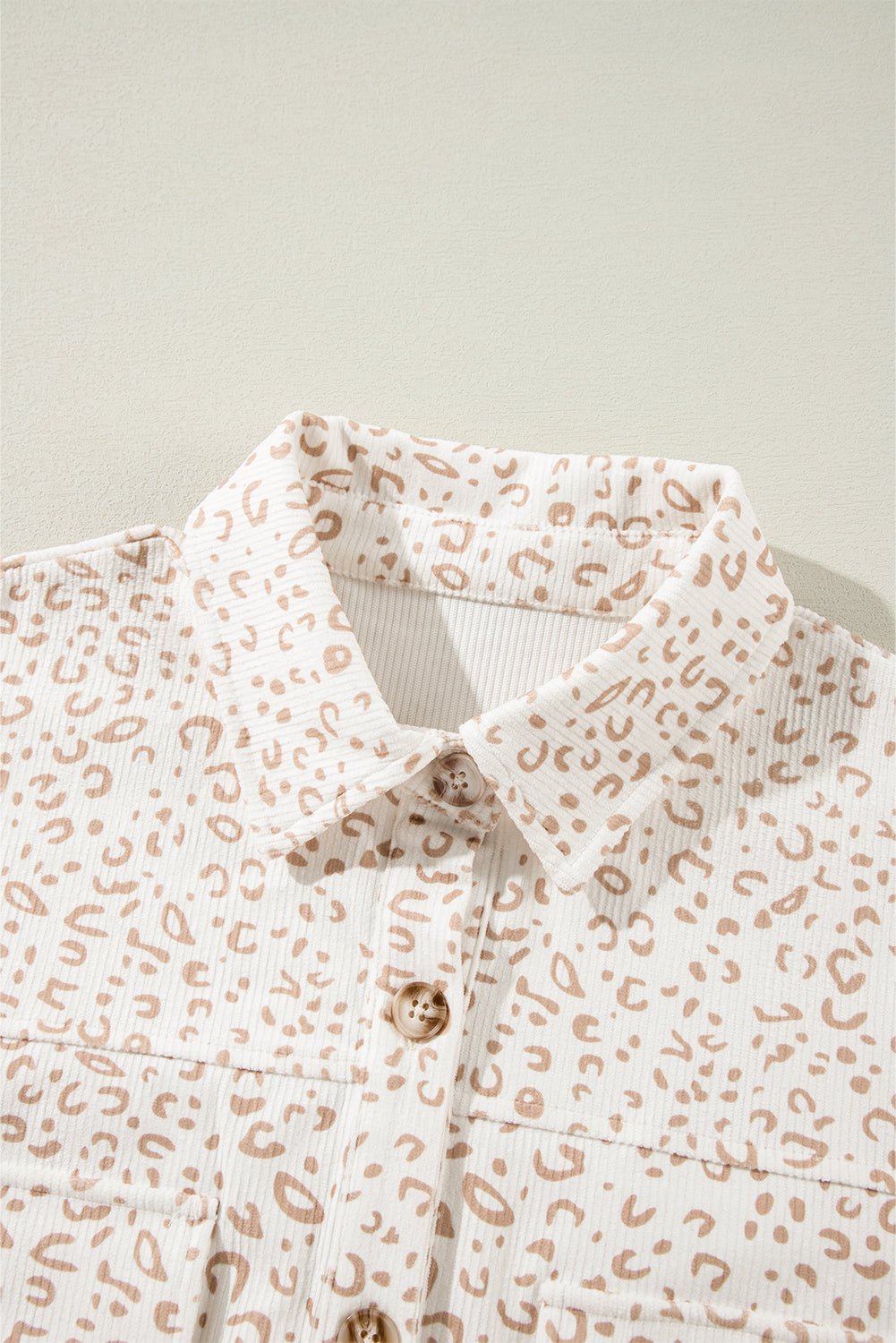 Leopard Corduroy Flap Pockets Button-Up Shacket - Rooted & Reckless Co.