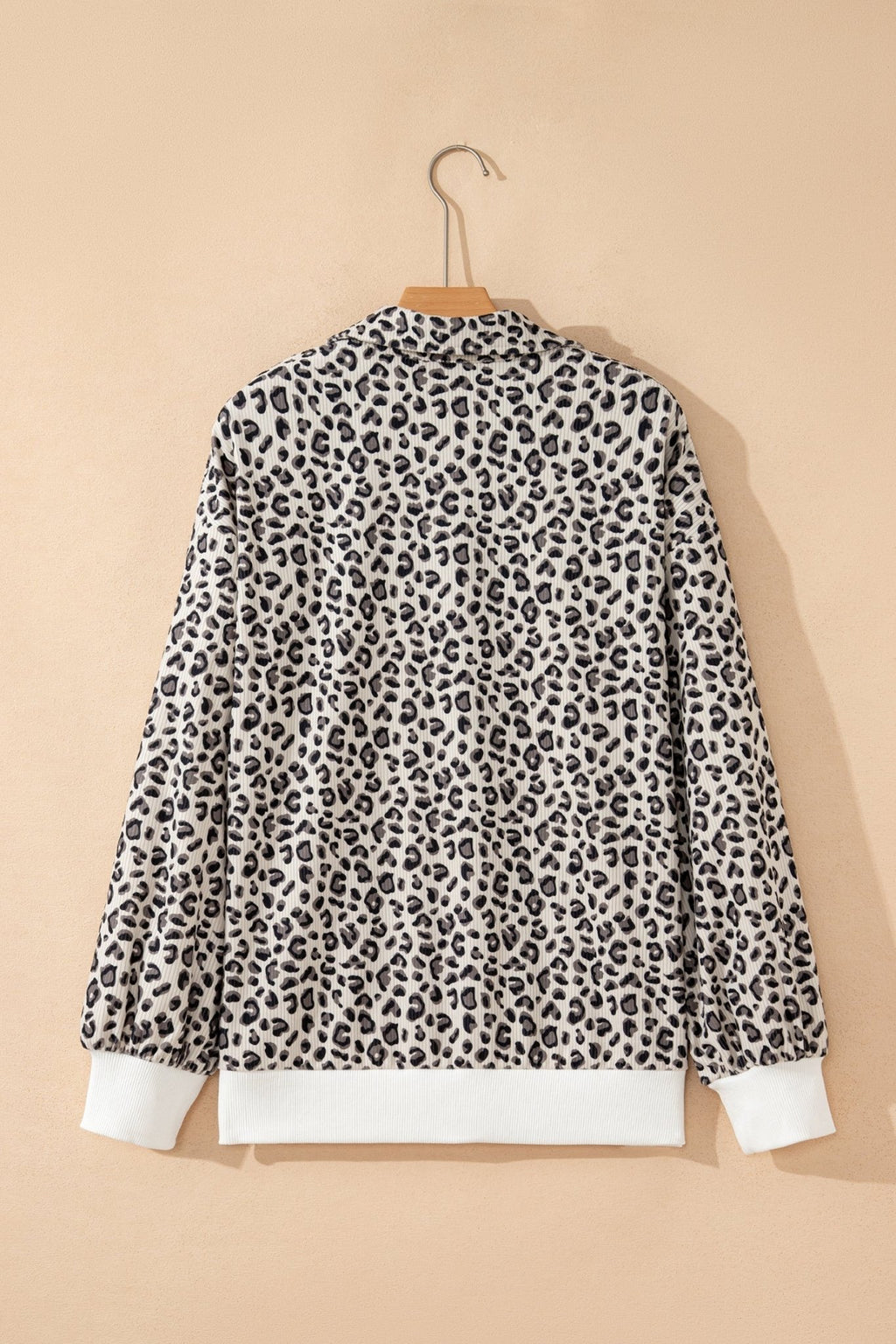 Leopard Corduroy Quarter-Zip Sweatshirt - Rooted & Reckless Co.