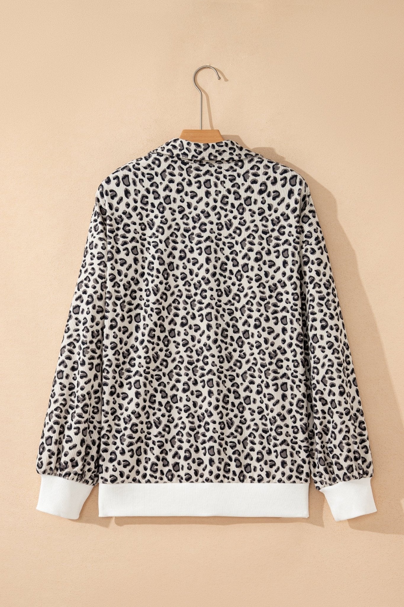 Leopard Corduroy Quarter-Zip Sweatshirt - Rooted & Reckless Co.
