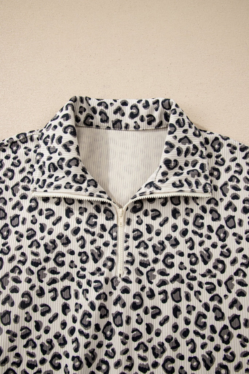 Leopard Corduroy Quarter-Zip Sweatshirt - Rooted & Reckless Co.