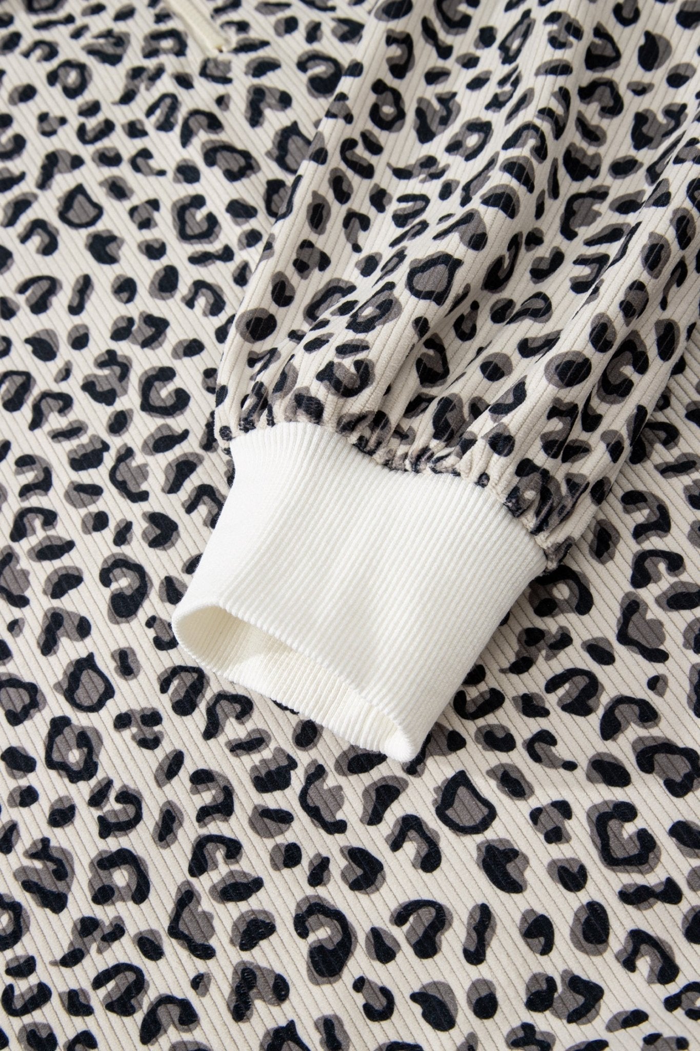 Leopard Corduroy Quarter-Zip Sweatshirt - Rooted & Reckless Co.