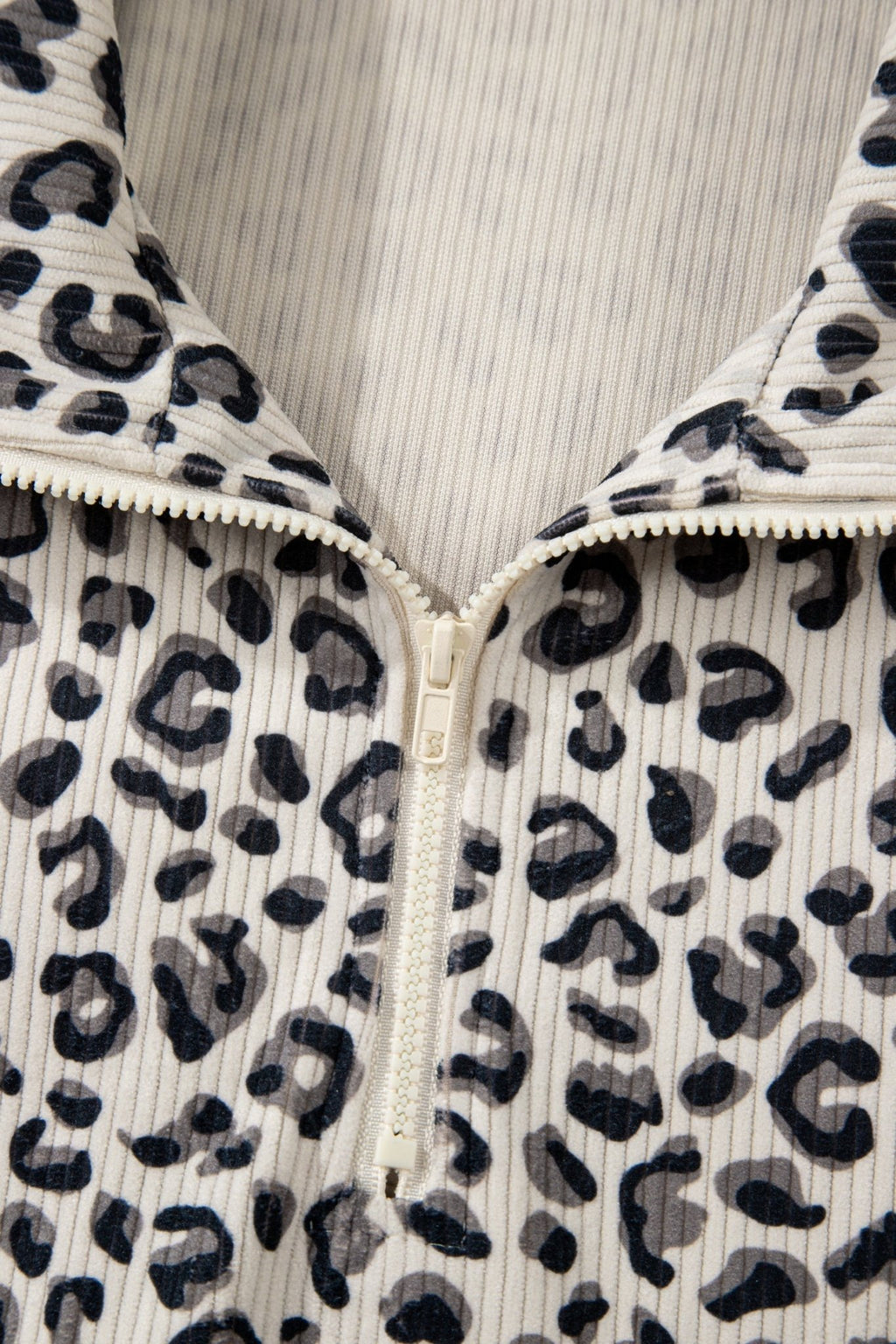Leopard Corduroy Quarter-Zip Sweatshirt - Rooted & Reckless Co.