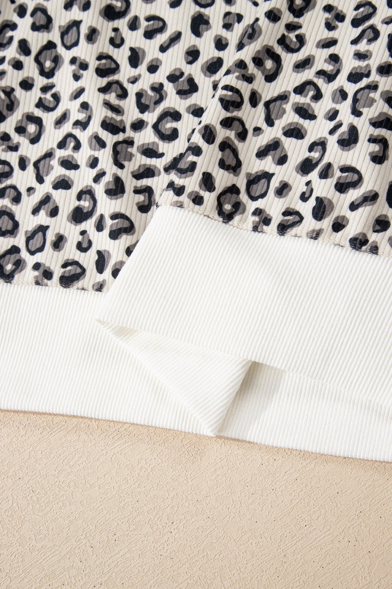 Leopard Corduroy Quarter-Zip Sweatshirt - Rooted & Reckless Co.