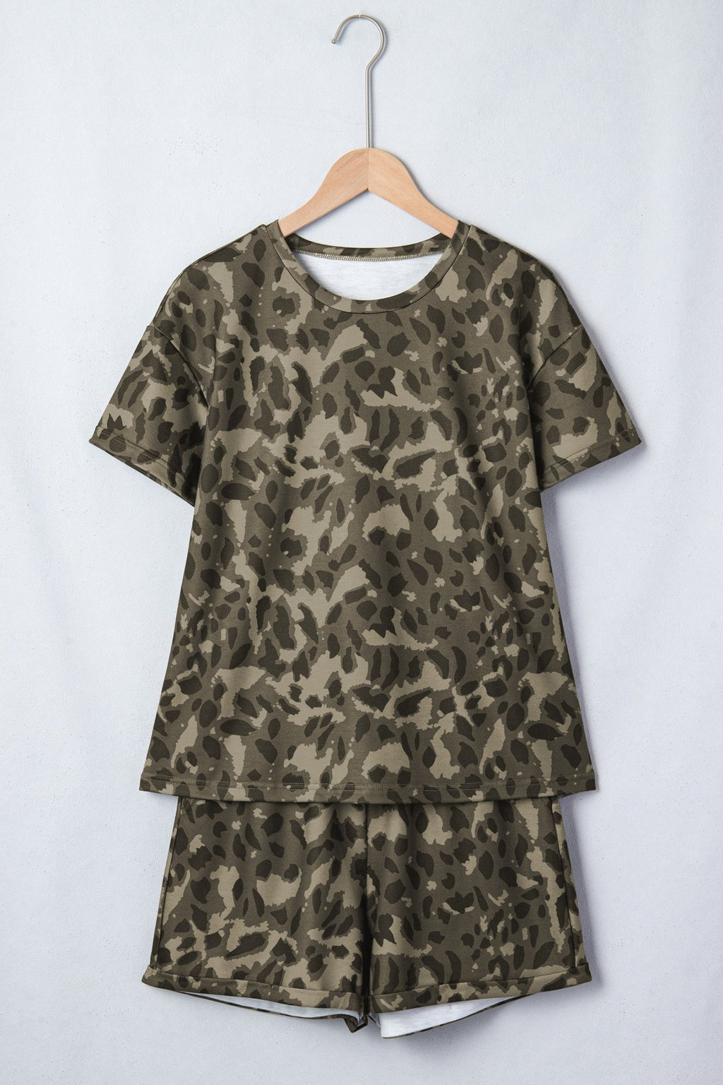 Leopard Crew Neck Tee & High Waist Shorts Set - Rooted & Reckless Co.