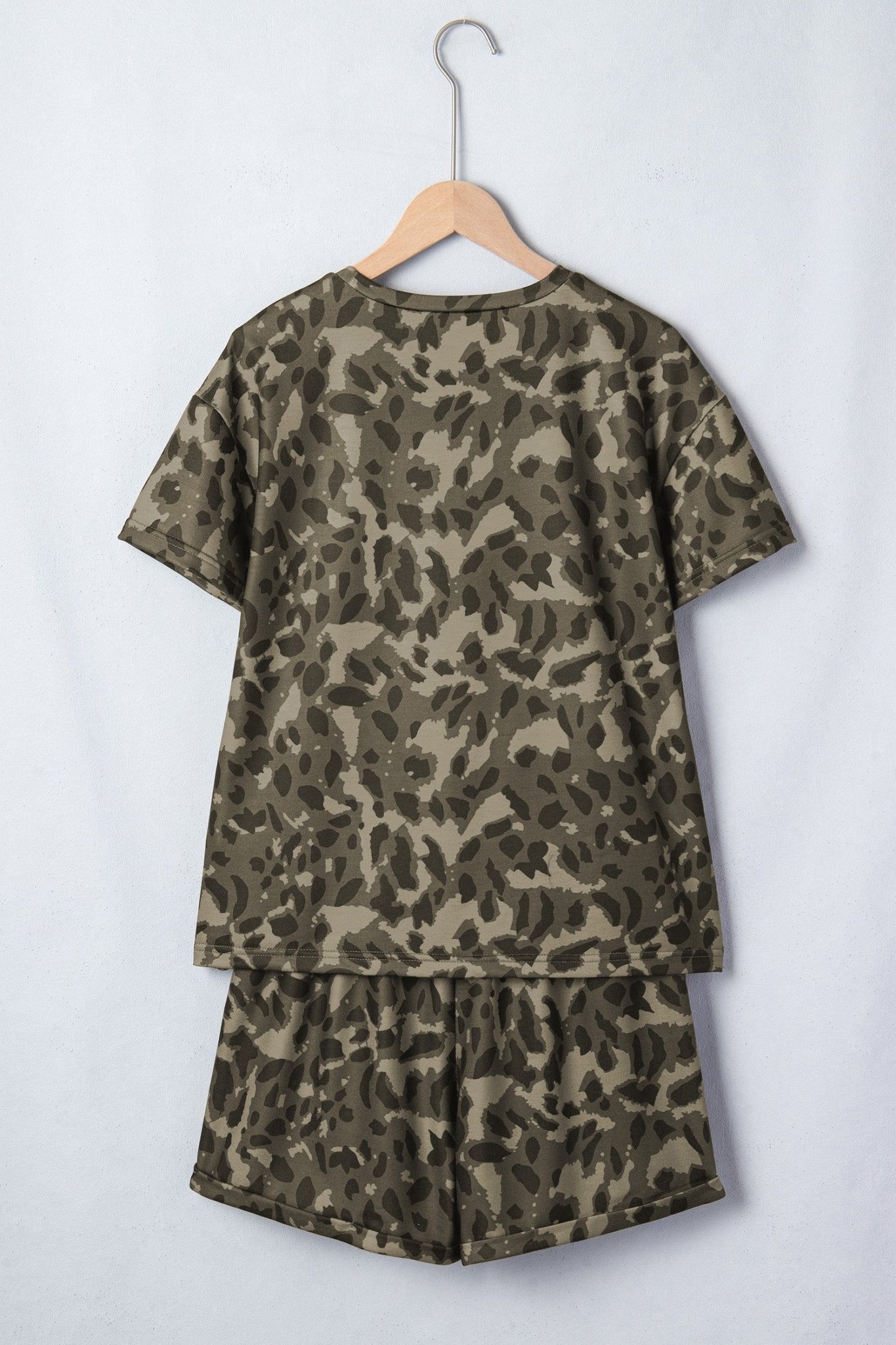 Leopard Crew Neck Tee & High Waist Shorts Set - Rooted & Reckless Co.