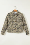 Leopard Denim Button Down Jacket - Rooted & Reckless Co.