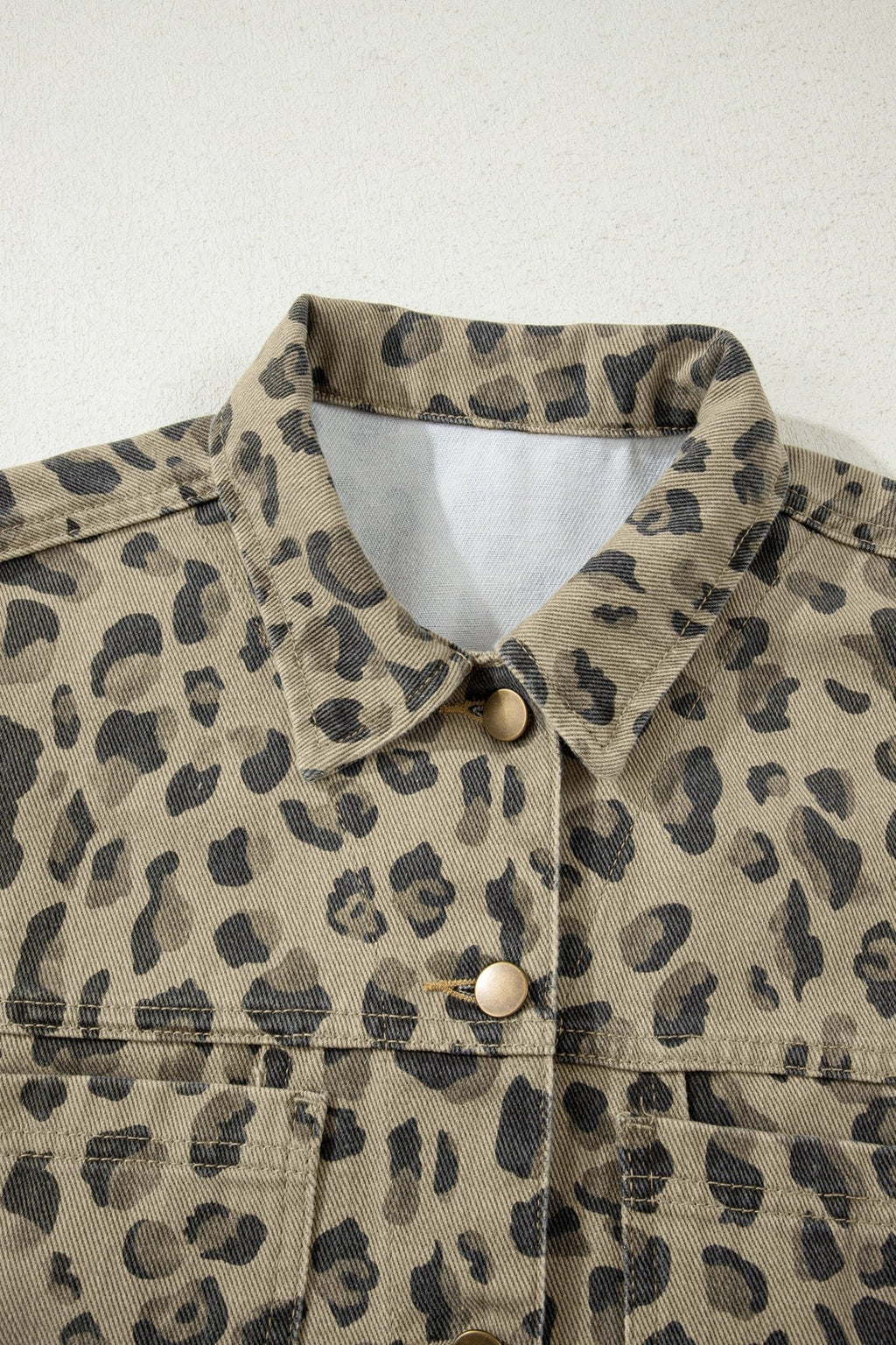 Leopard Denim Button Down Jacket - Rooted & Reckless Co.