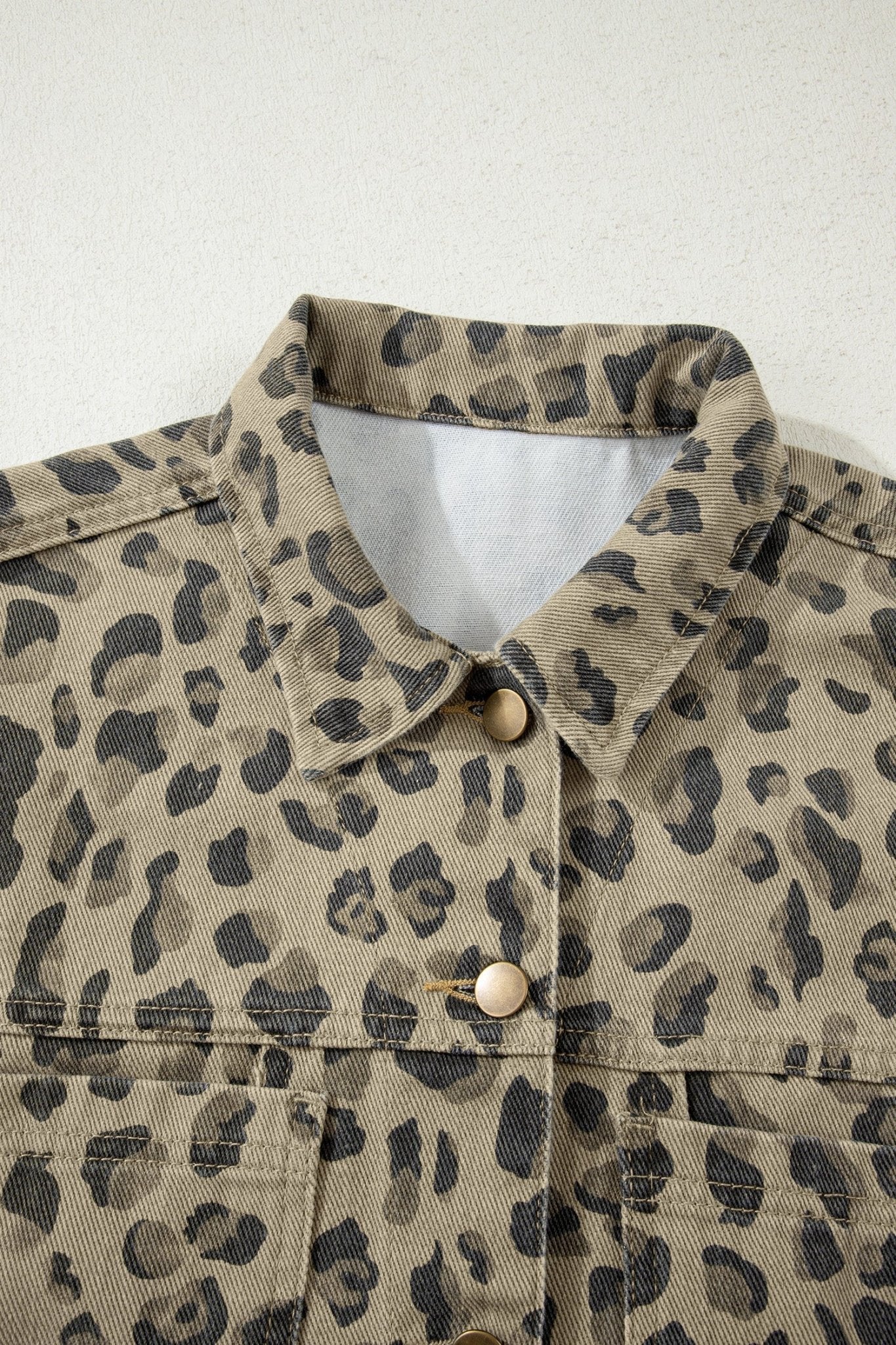 Leopard Denim Button Down Jacket - Rooted & Reckless Co.