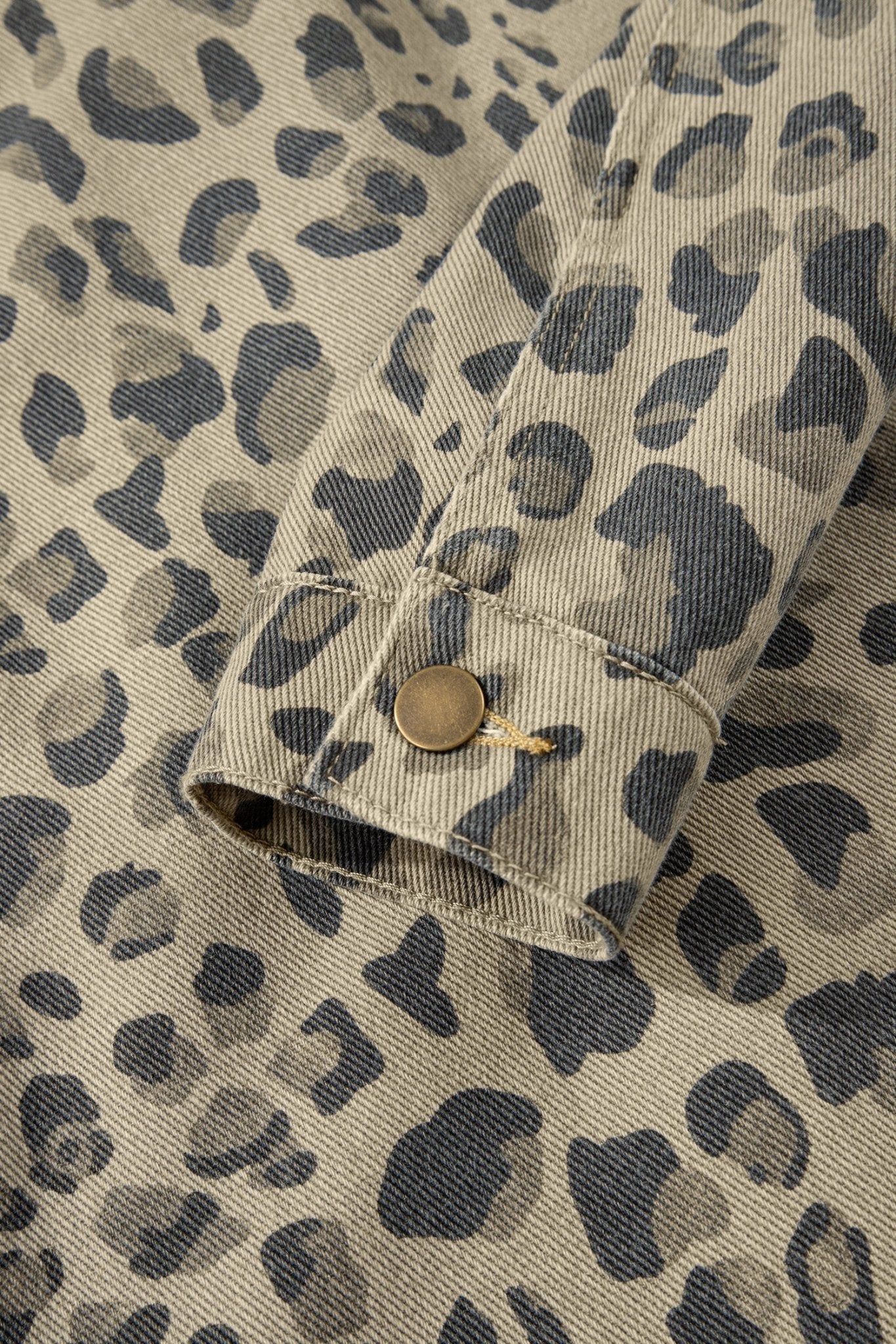 Leopard Denim Button Down Jacket - Rooted & Reckless Co.