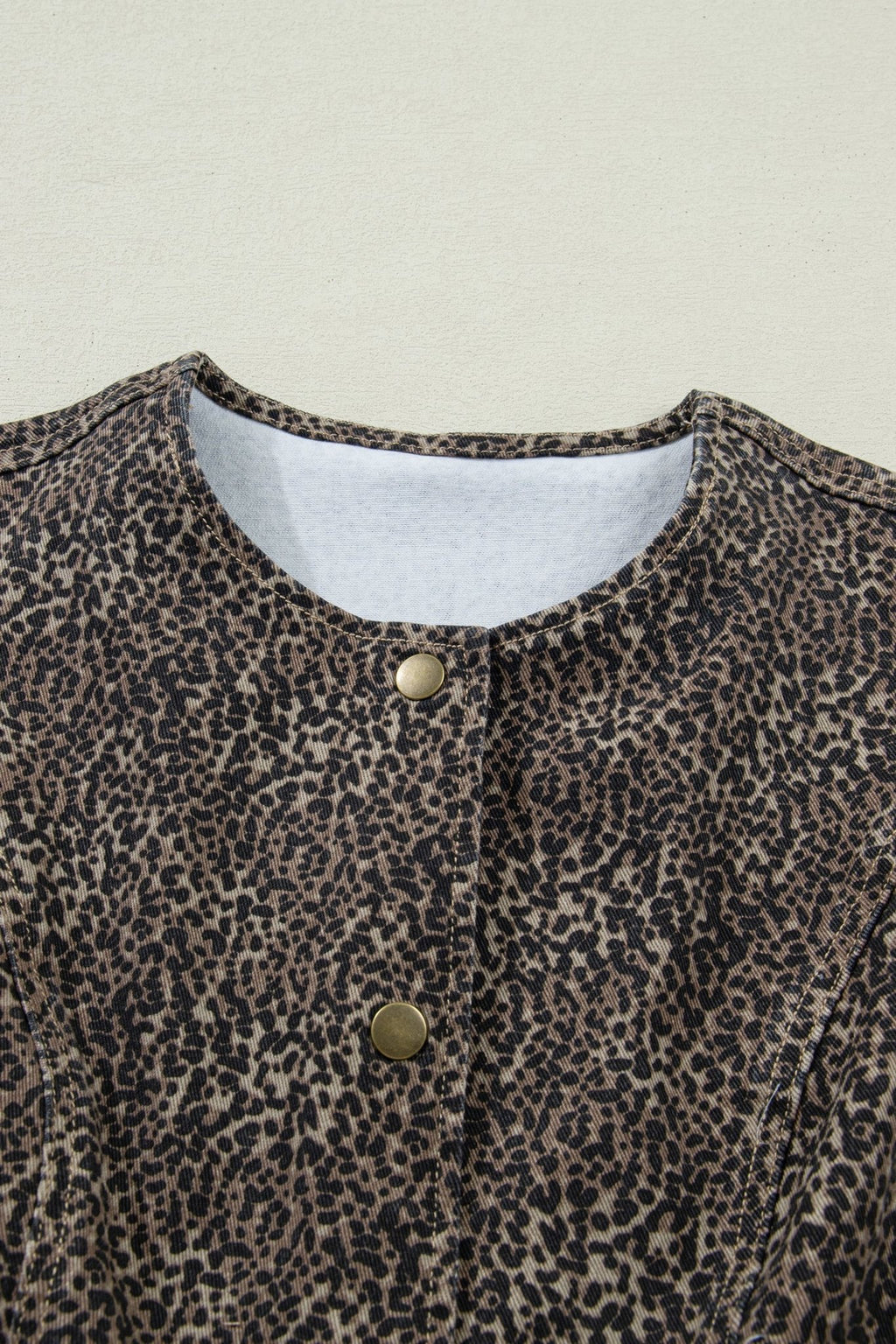 Leopard Denim Button Front Vest - Rooted & Reckless Co.