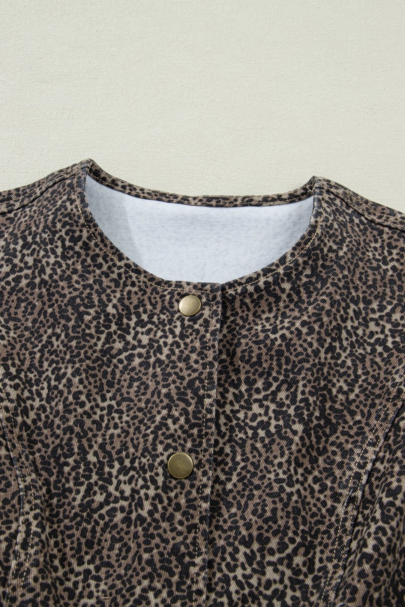 Leopard Denim Button Front Vest - Rooted & Reckless Co.
