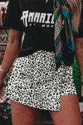 Leopard Denim Buttoned Overlap Shorts - Rooted & Reckless Co.