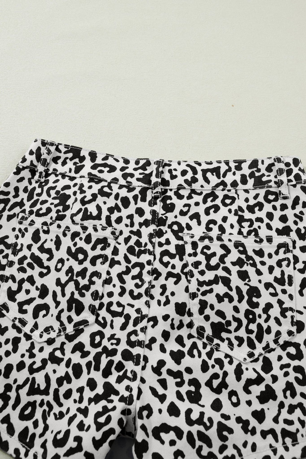 Leopard Denim Buttoned Overlap Shorts - Rooted & Reckless Co.