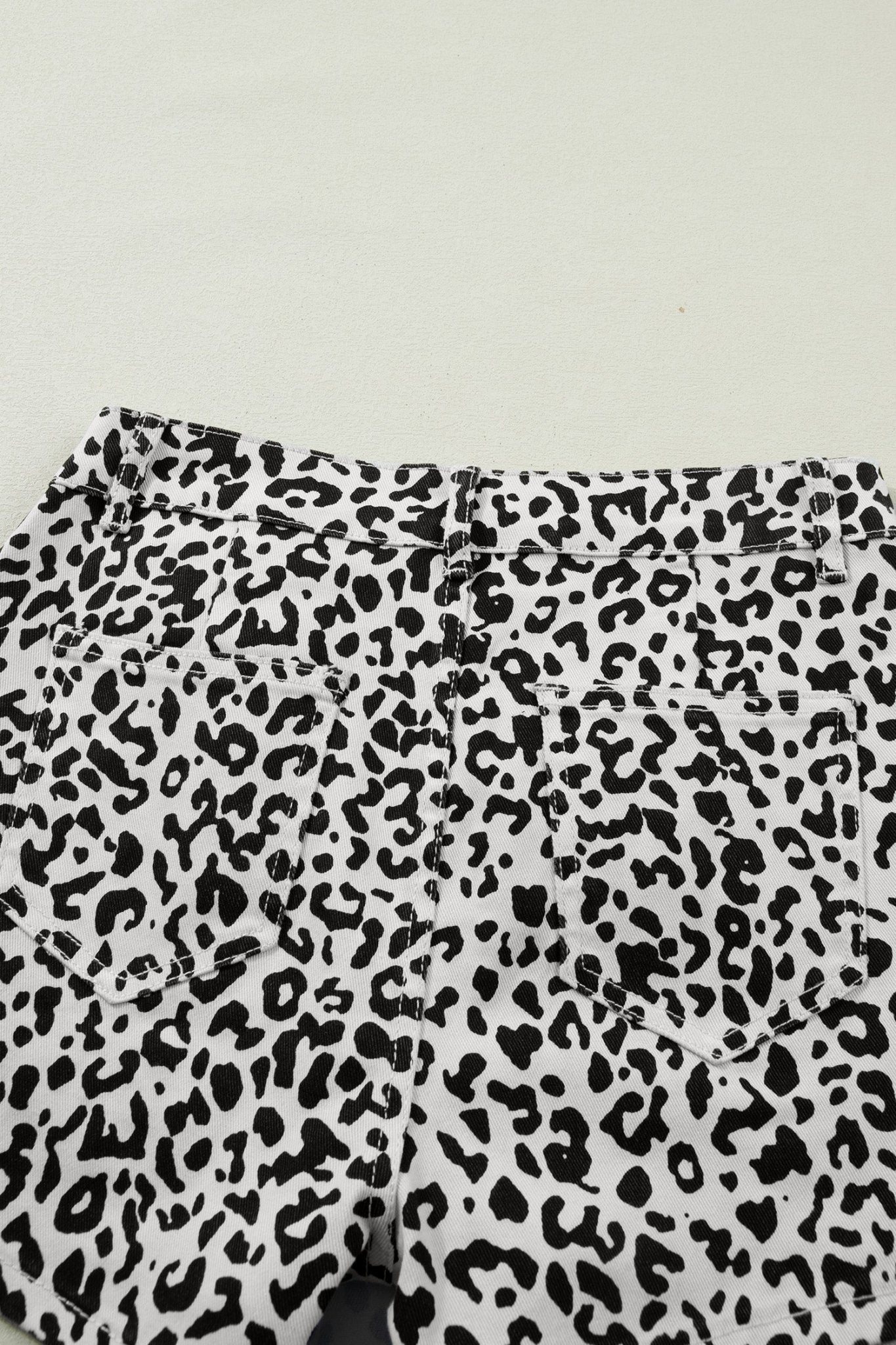 Leopard Denim Buttoned Overlap Shorts - Rooted & Reckless Co.
