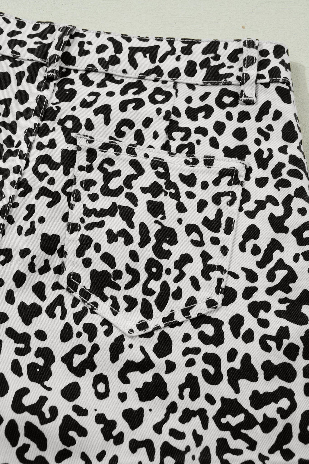 Leopard Denim Buttoned Overlap Shorts - Rooted & Reckless Co.