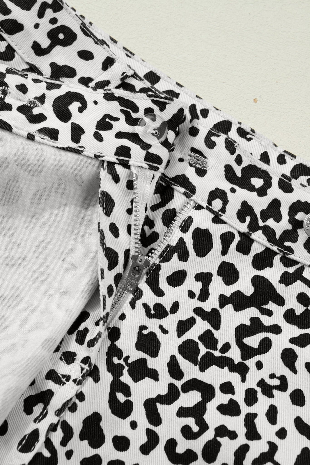 Leopard Denim Buttoned Overlap Shorts - Rooted & Reckless Co.